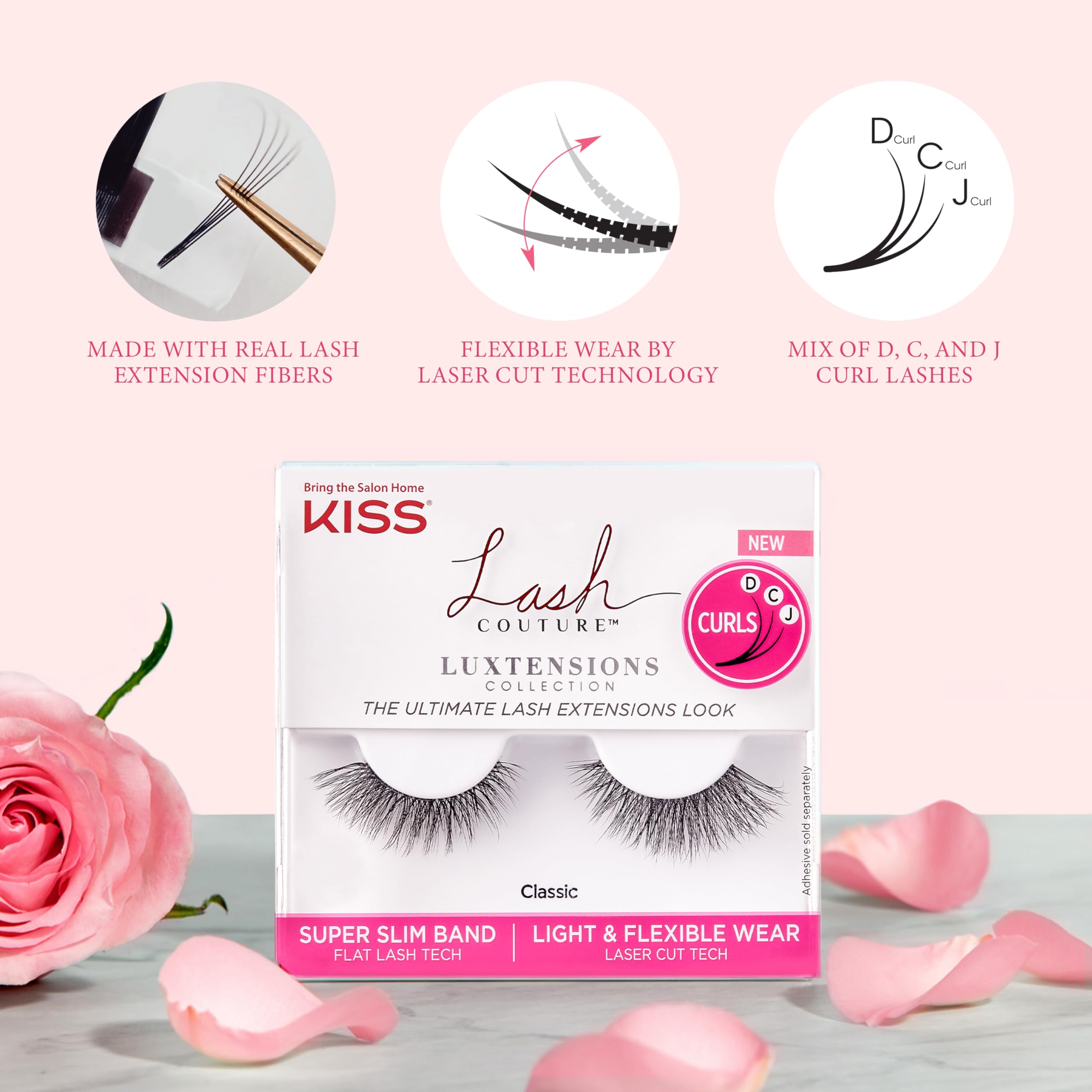 KISS Lash Couture Luxtension False Eyelashes, 'Royal Silk', 10 mm, Includes 1 Pair Of Lash, Contact Lens Friendly, Easy to Apply, Reusable Strip Lashes