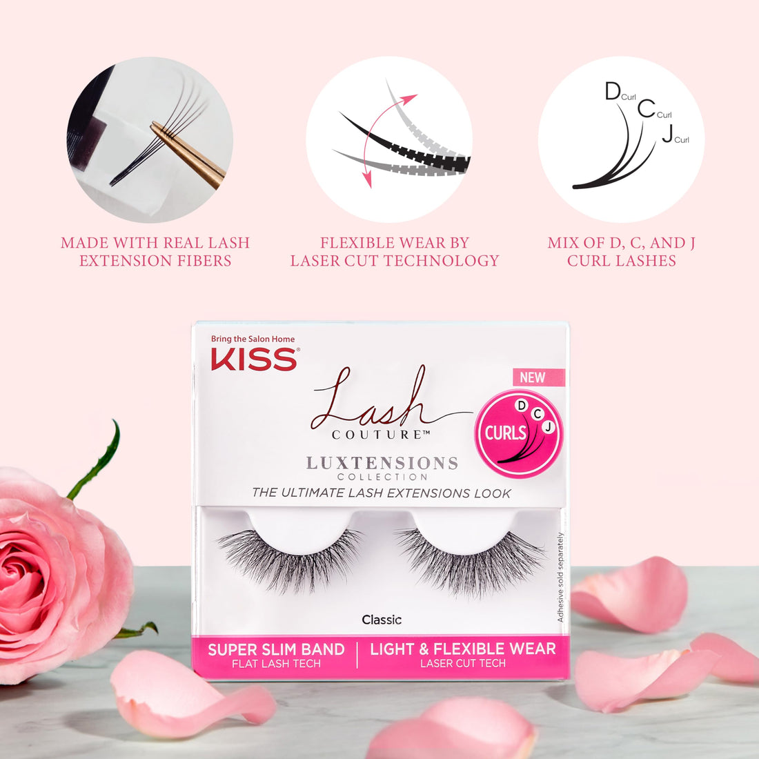 KISS Lash Couture Luxtension False Eyelashes, 'Royal Silk', 10 mm, Includes 1 Pair Of Lash, Contact Lens Friendly, Easy to Apply, Reusable Strip Lashes