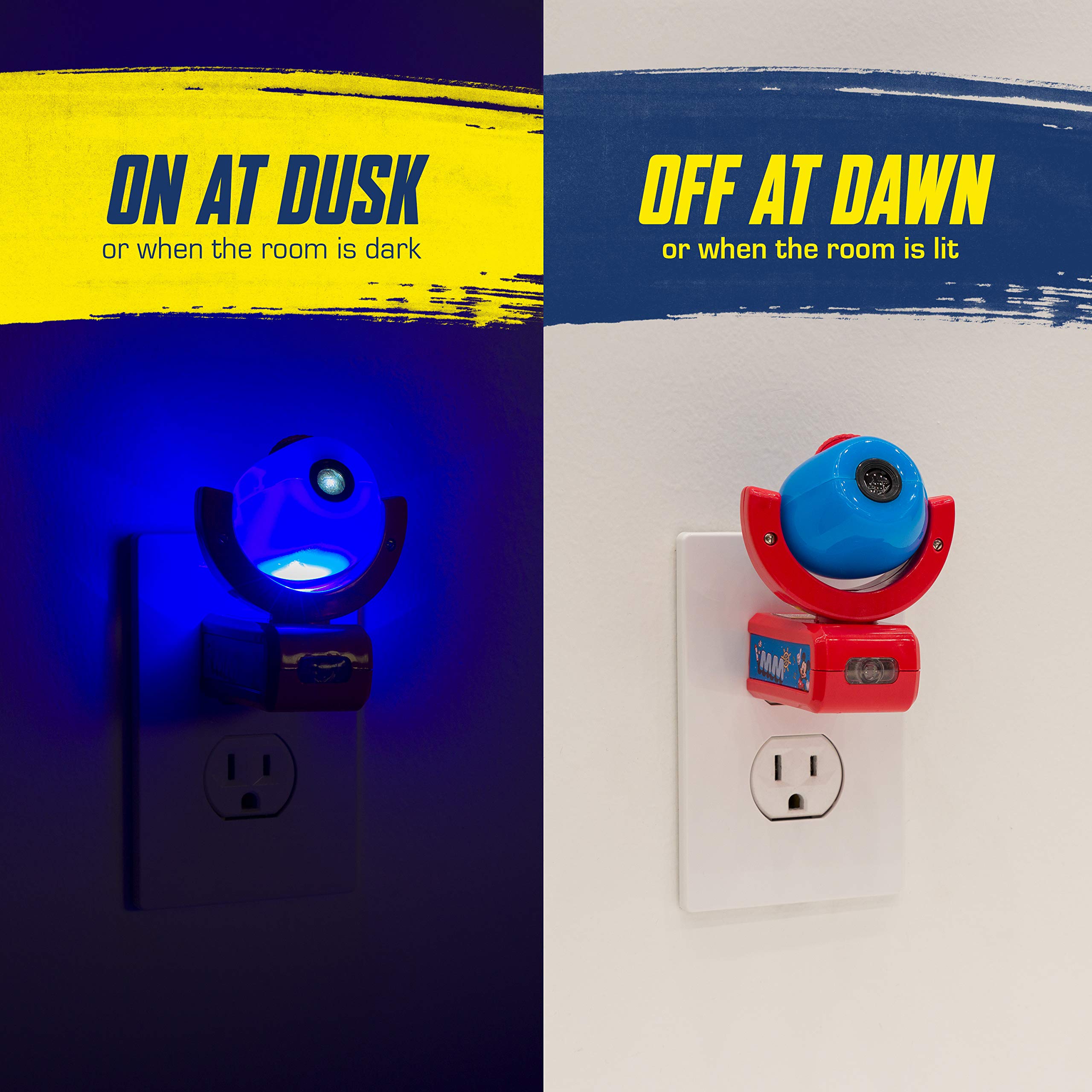 Projectables Roadster Racers LED Night Light Projector, Plug-in, Dusk-to-Dawn Sensor, Mickey and Minnie Mouse, Goofy, Donald Duck, for Kids, Baby, Bedroom, Bathroom, Playroom , 11739