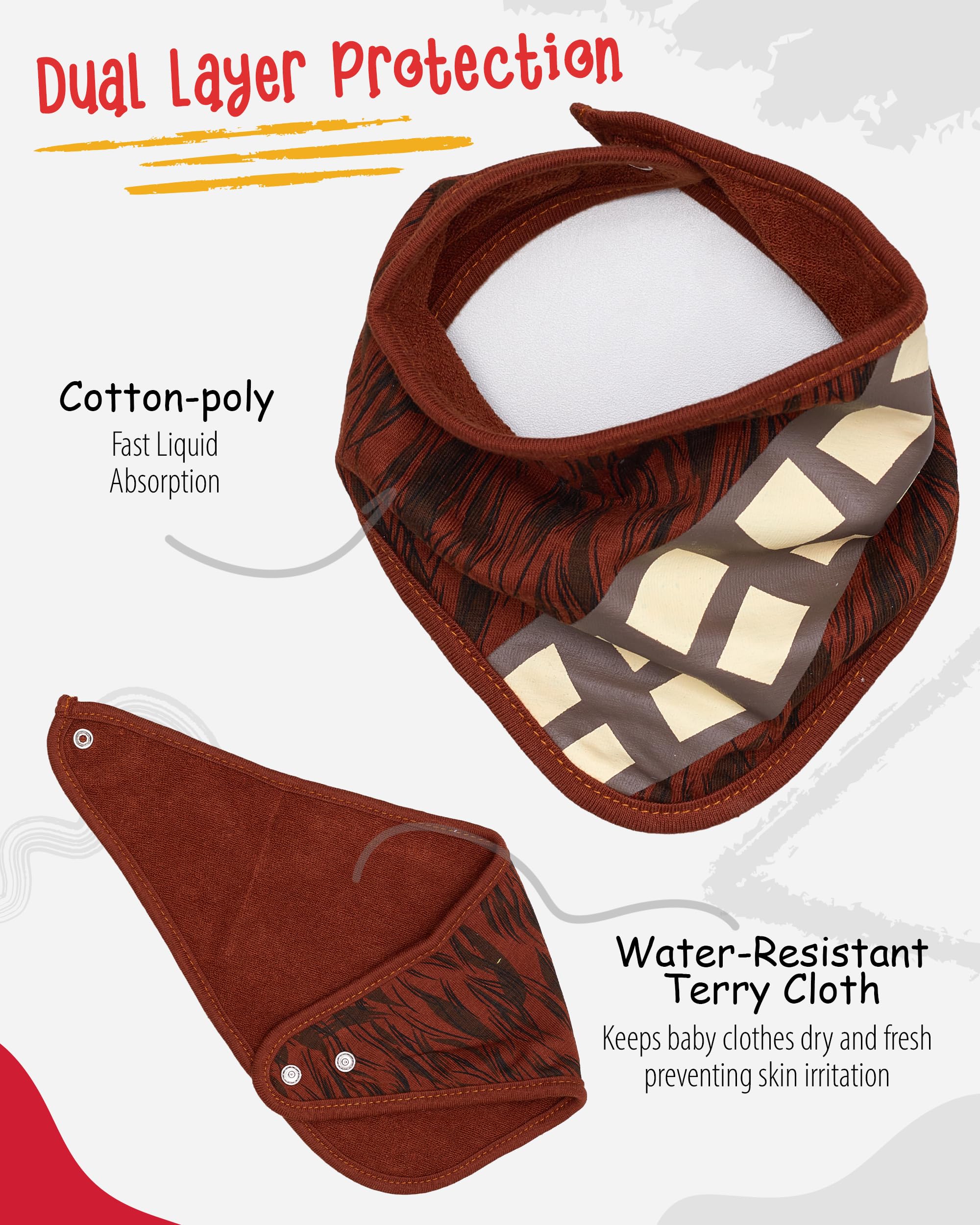 STAR WARS Baby Boys' Bandana Bibs 3 Pack Set for Feeding, Teething, and Drooling Darth Vader Chewbacca R2-D2