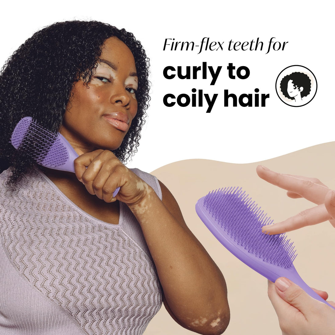 Tangle Teezer Naturally Curly Detangling Hairbrush for 3C To 4C Hair, Purple Passion