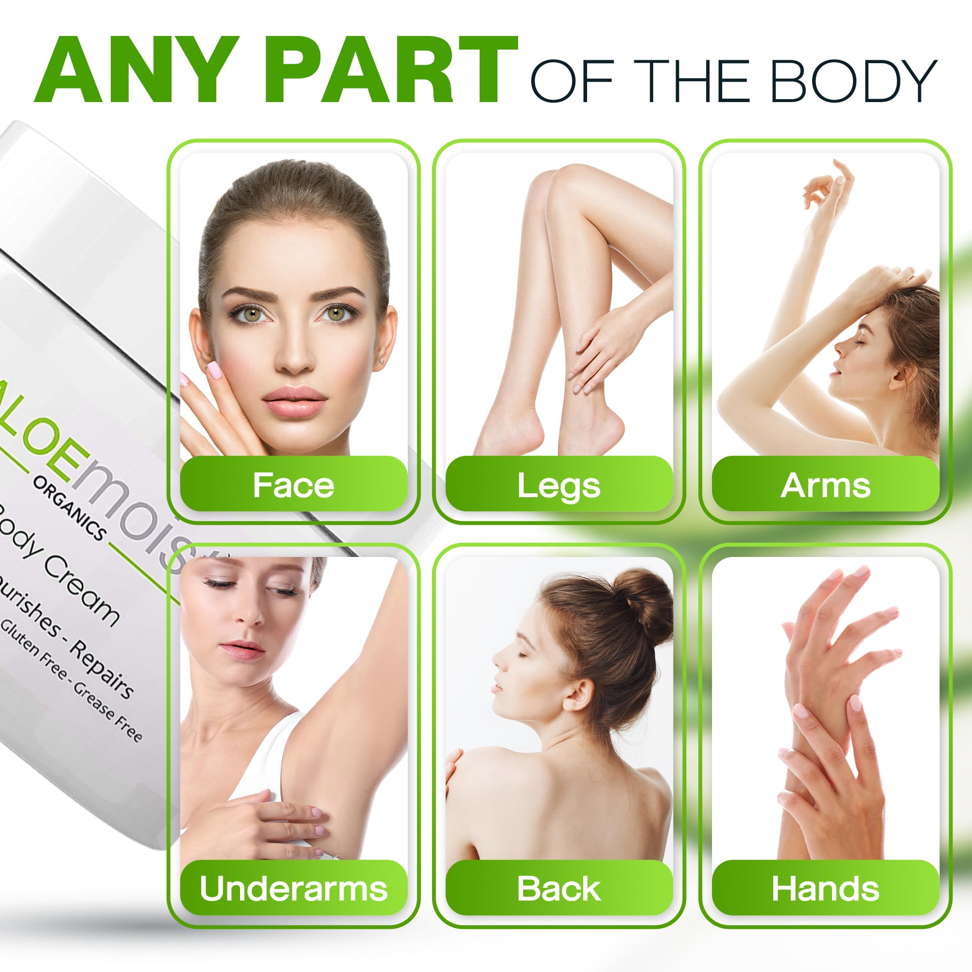 Anti Aging Moisturizer Cream for Face and Body by AloeMoist with Organic Aloe, Retinol, Vitamin C, E, Green Tea and More - Repairs and Hydrates for Younger, Healthier Skin 8oz