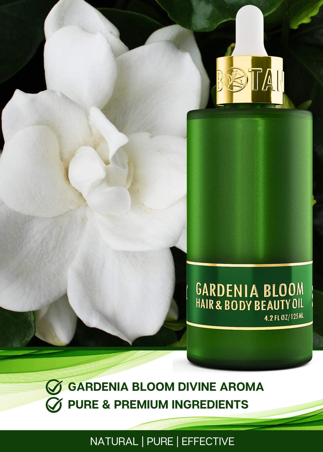 Botanical Nourishing Oil for Body & Hair | Gardenia Bloom | Organic, Pure, Natural Skincare (4.2 fl oz | 125 ml)