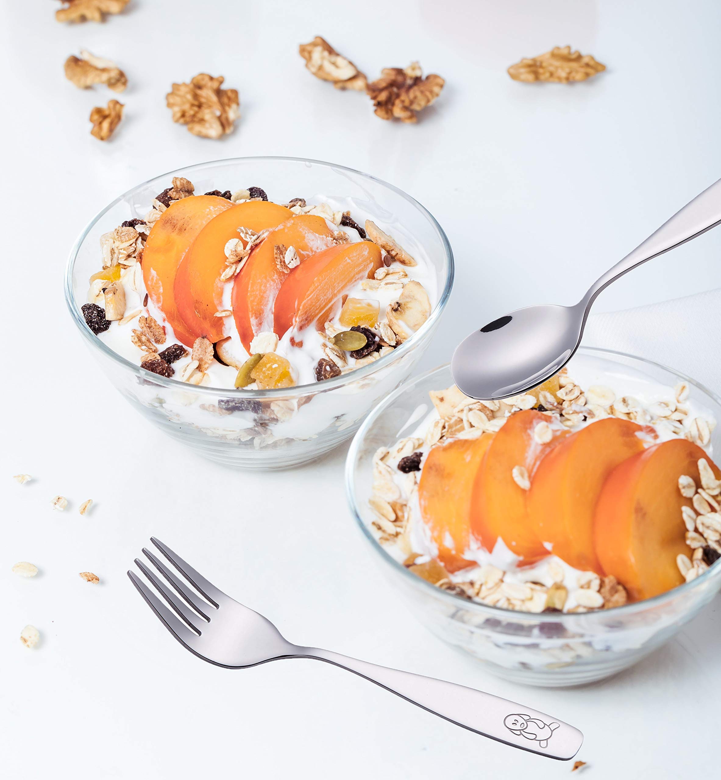 ANNOVA Kids Silverware Children's Safe Flatware Set Stainless Steel - Children Forks, Children Tablespoons, Toddler Utensils, Metal Cutlery Set for LunchBox (Stainless Steel Fork, 12)