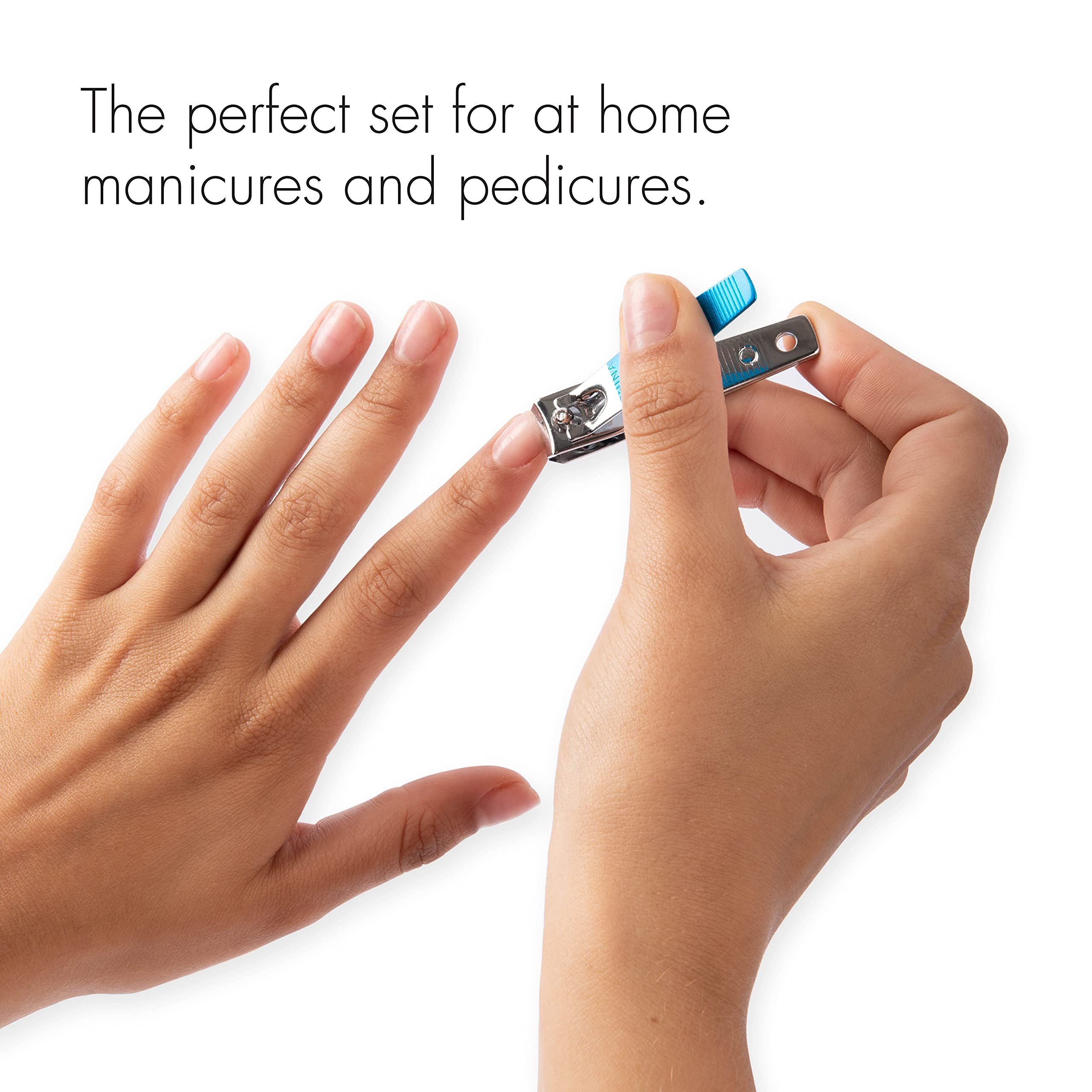 TRIM Azure Collection Clipper Set – Precision-Ground Cutting Edges for Clean, Even Cuts – Convenient and Easy To Use – Perfect for At-Home Manicures and Pedicures – Carbon Steel