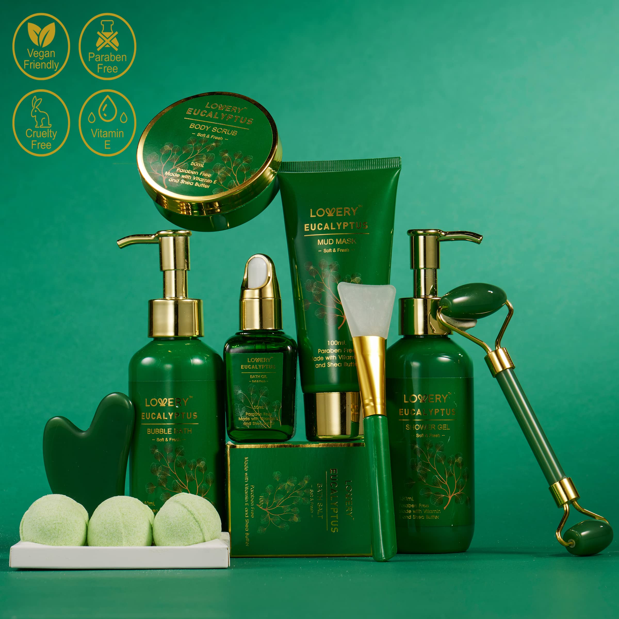 Birthday Gifts for Women & Men Who Have Everything, Eucalyptus Spa Gift Baskets for Women, Mom, 16pc Bath Gift Set for Birthday Gifts for Women, Body Self Care Set for Pampering & Relaxation Basket