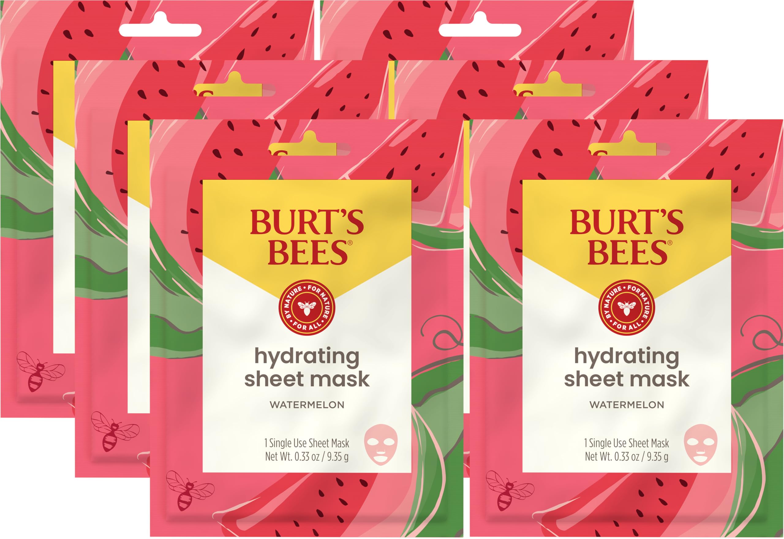 Burt's Bees Hydrating Sheet Mask with Watermelon, Pack of 6