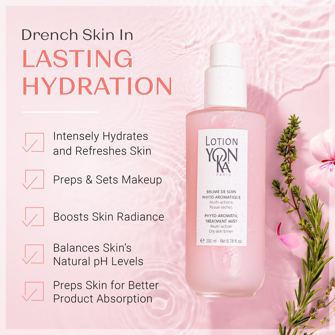 Yonka Lotion Yon-ka Invigorating Mist Dry Skin for Unisex, 6.76 Ounce