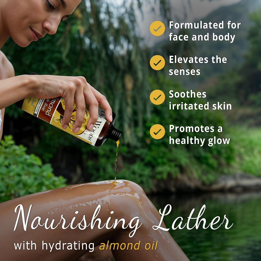 Dr. Woods Almond Liquid Castile Soap - Castile Soap with Pure Almond Oil, Body Wash for Men and Women, Organic Shea Butter, Natural Cleaner for Face, Hands, and Body - 32 Fl Oz, Pack of 2