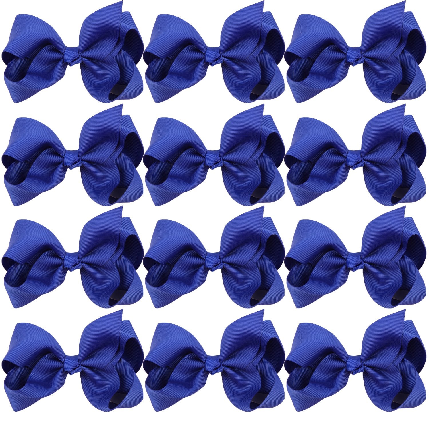 4 Inch Boutique Girls Hair Bows Hair Clips for Baby Girls Toddlers 12 Pcs Solid Color (Royal blue)