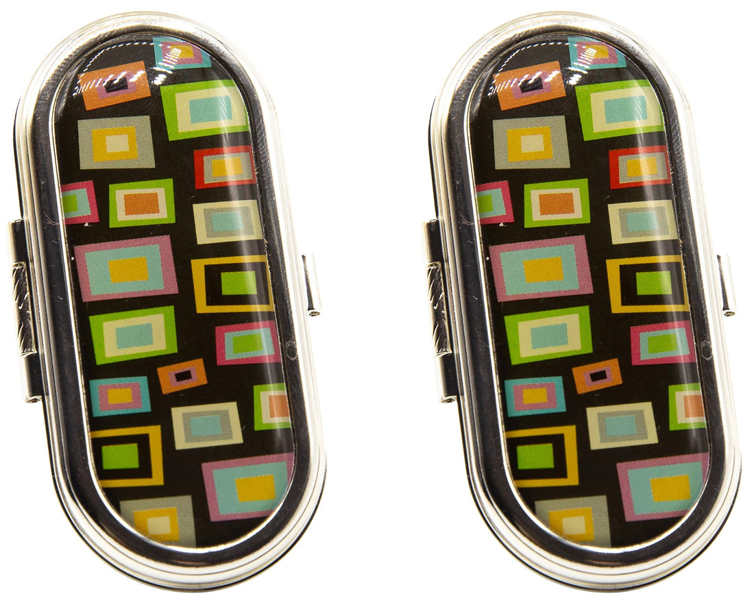 Stephanie Imports Set of 2 Clip-On Round Lipstick Mirrors (Retro Squares)