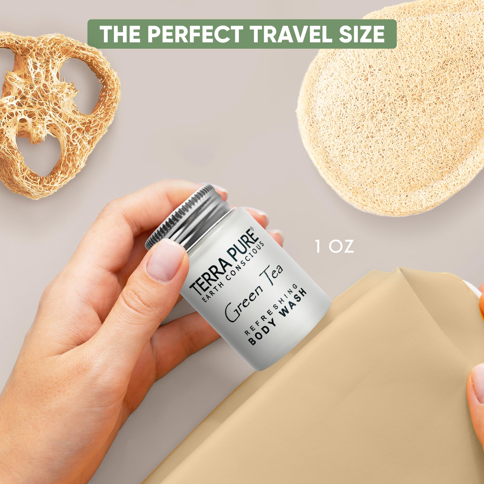 Terra Pure Green Tea Body Wash, 1 oz. In Jam Jar With Organic Honey And Aloe Vera (Case of 20)