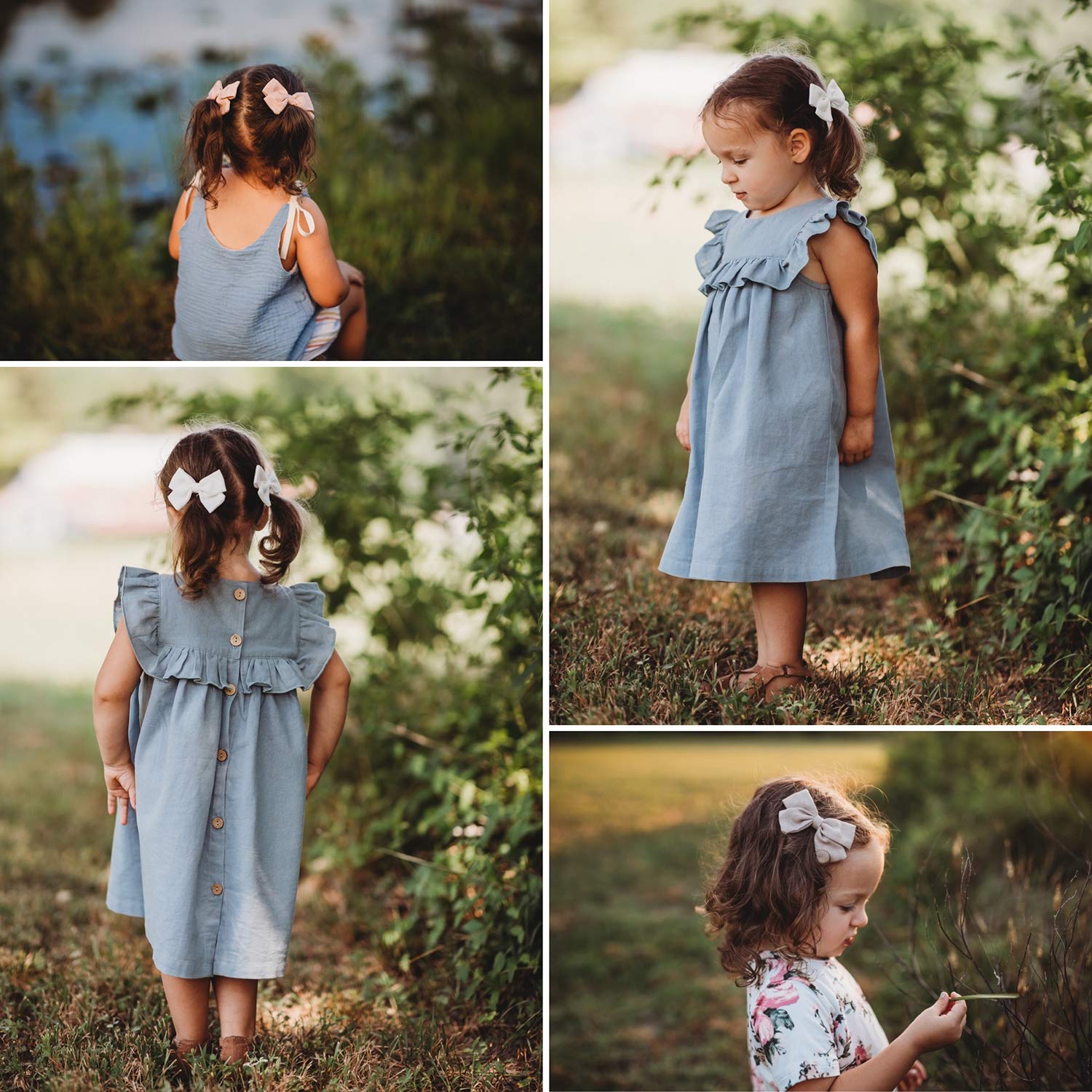 Baby Girl Hair Clips Bows Barrettes 10 Pack Fully Lined Alligator Clip 3.4 Inch Hair Accessories for Little Girls Toddler Kids Children