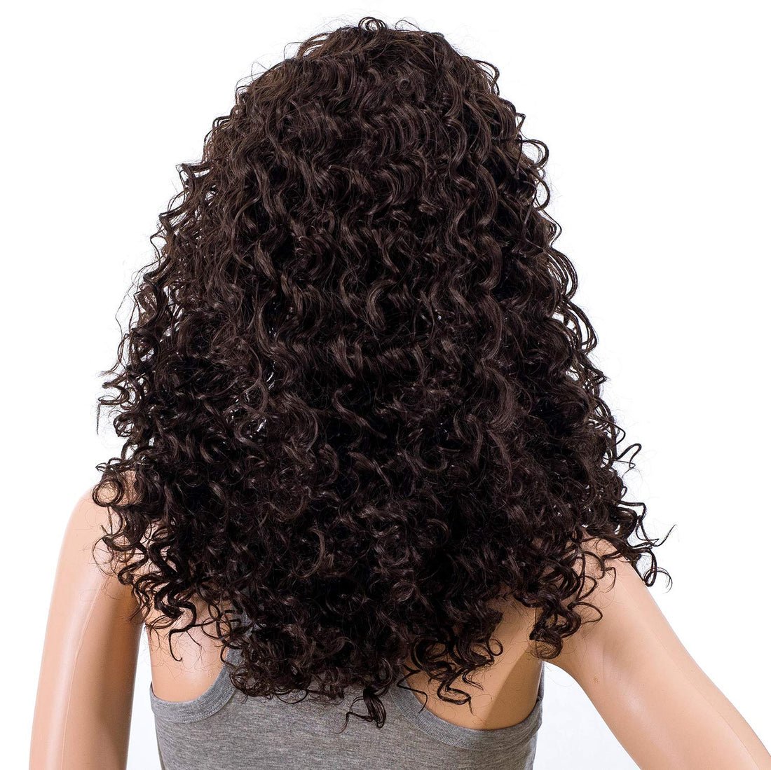 SWACC 20-Inch Long Big Bouffant Curly Wigs for Women Synthetic Heat Resistant Fiber Hair Pieces with Wig Cap (Dark Brown-4#)