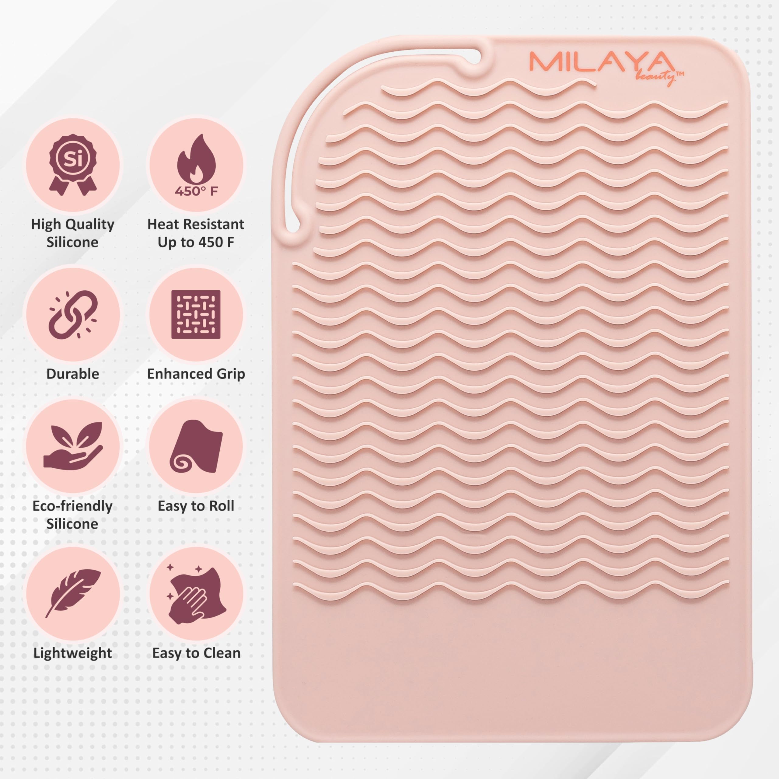 Professional Silicone Heat Resistant Styling Station Mat for All Hair Irons, Curling Iron, Straightener Pad, Iron Flat Hair, Waver, Hair Styling Tools Appliances Hair Dryer Salon Tools Rose Gold Blush