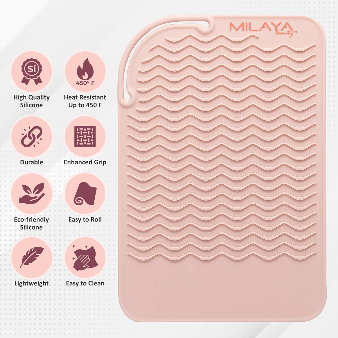 Professional Silicone Heat Resistant Styling Station Mat for All Hair Irons, Curling Iron, Straightener Pad, Iron Flat Hair, Waver, Hair Styling Tools Appliances Hair Dryer Salon Tools Rose Gold Blush