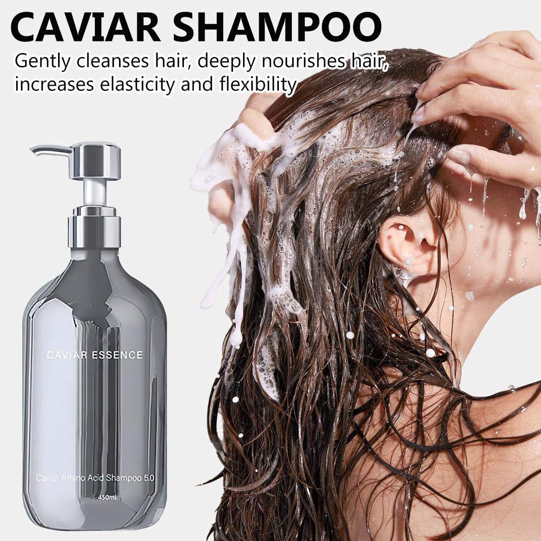 DOUNIU Caviar Amino Acid Shampoo, Caviar Nourishing Hair Moisturizing Smooth Shampoo, Oil Control Fluffy & Lasting Fragrance Shampoo(1pcs)