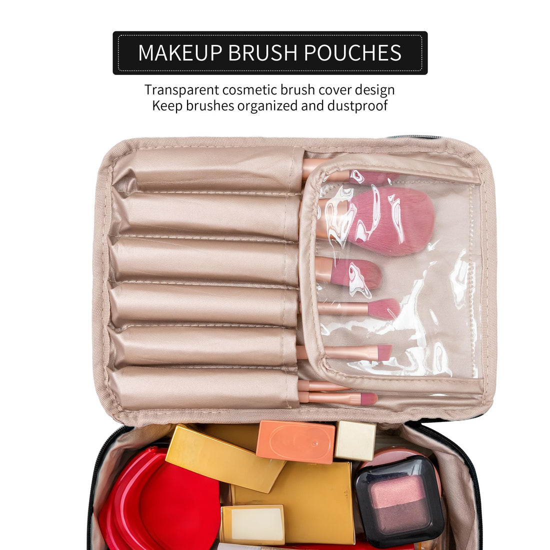 Queboom Travel Makeup Bag Cosmetic Bag Makeup Bag Toiletry bag for women and men (Black)