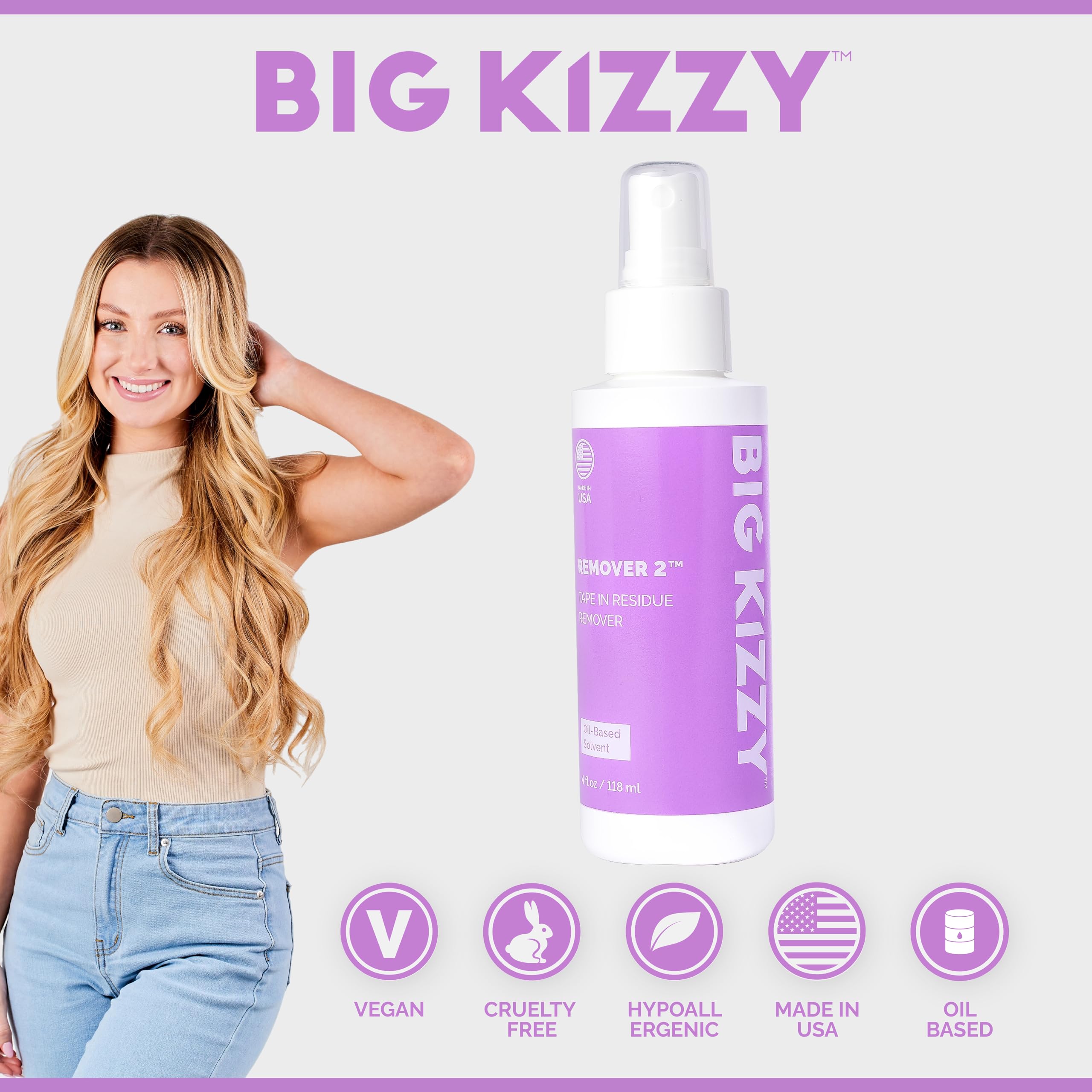 Release Tape Hair Extension Remover, Tested & Proven Fastest & Easiest Adhesive Remover, 8 Ounce Spray Bottle by Big Kizzy Hair