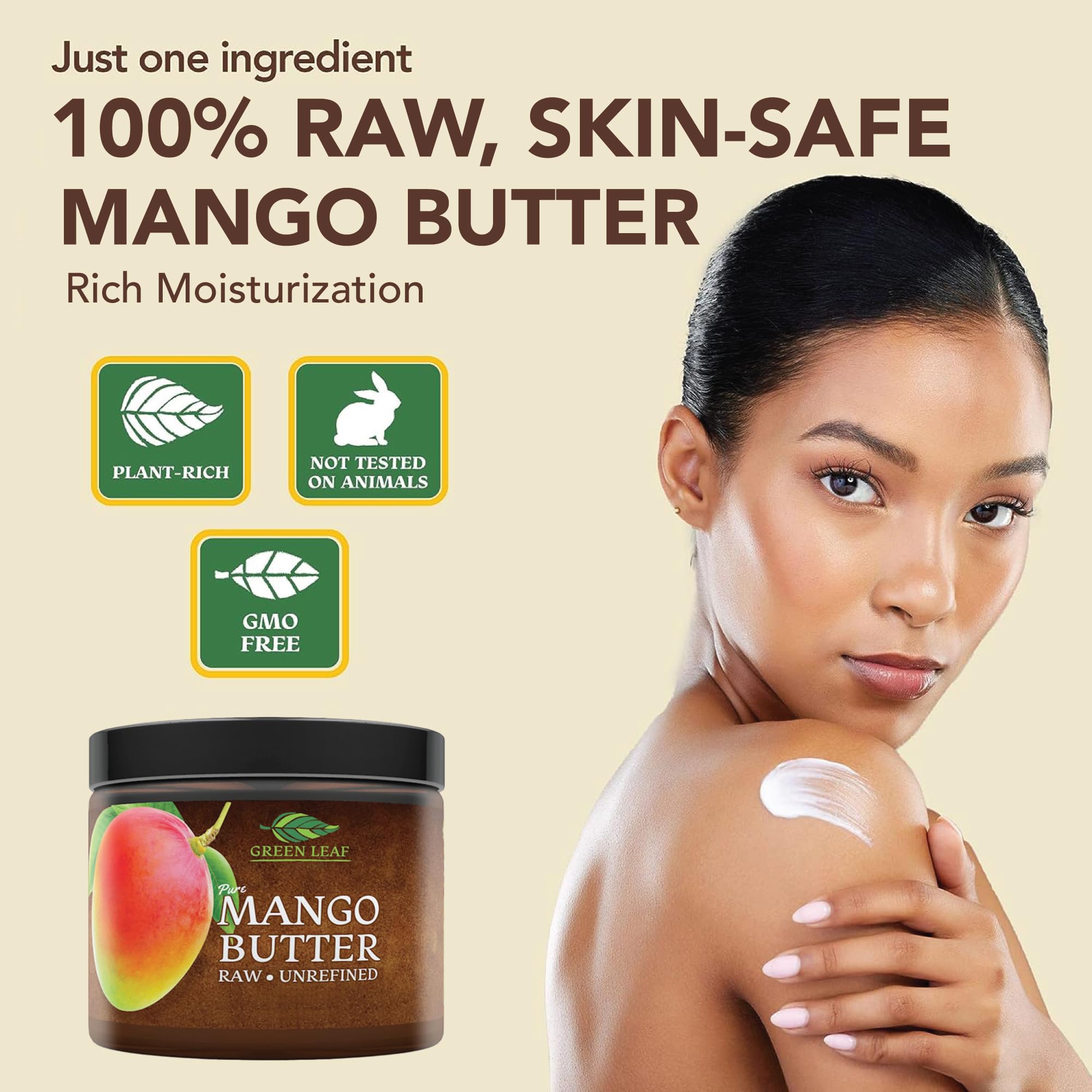 Mango Butter - Raw Unrefined Organic - 100% Pure for Hair and Skin - Smooth and Creamy for DIY Recipes (8 oz)