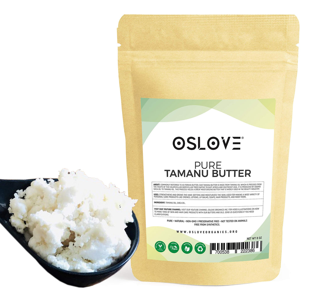Organic Tamanu Butter 8 oz by Oslove Organics - Natural acne fighter and best Body/Hair moisturizer from nature
