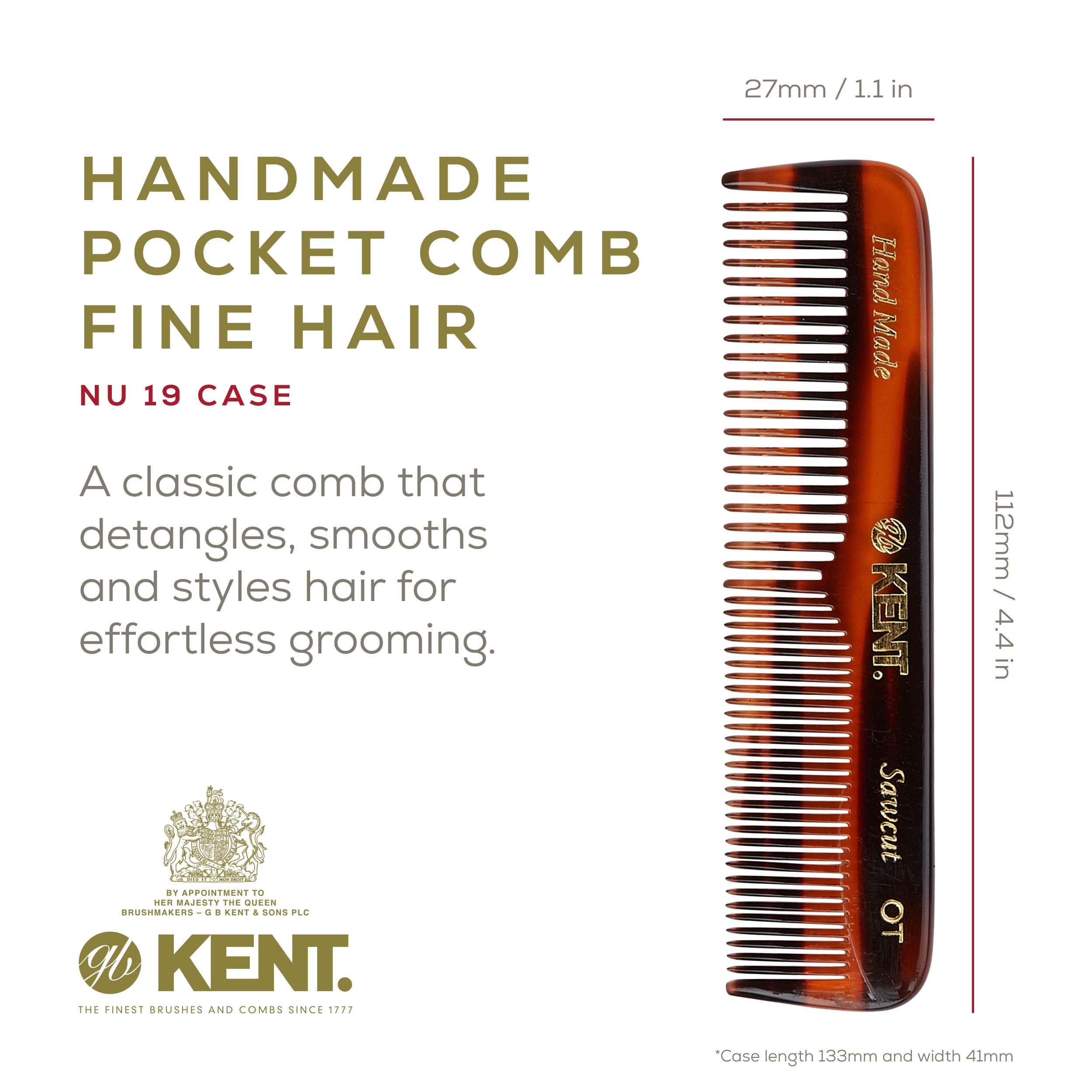 Kent NU19, OT 4 1/2 112mm Handmade Pocket Comb a Leather Case and 90mm Metal Nail File. (2 PACK)