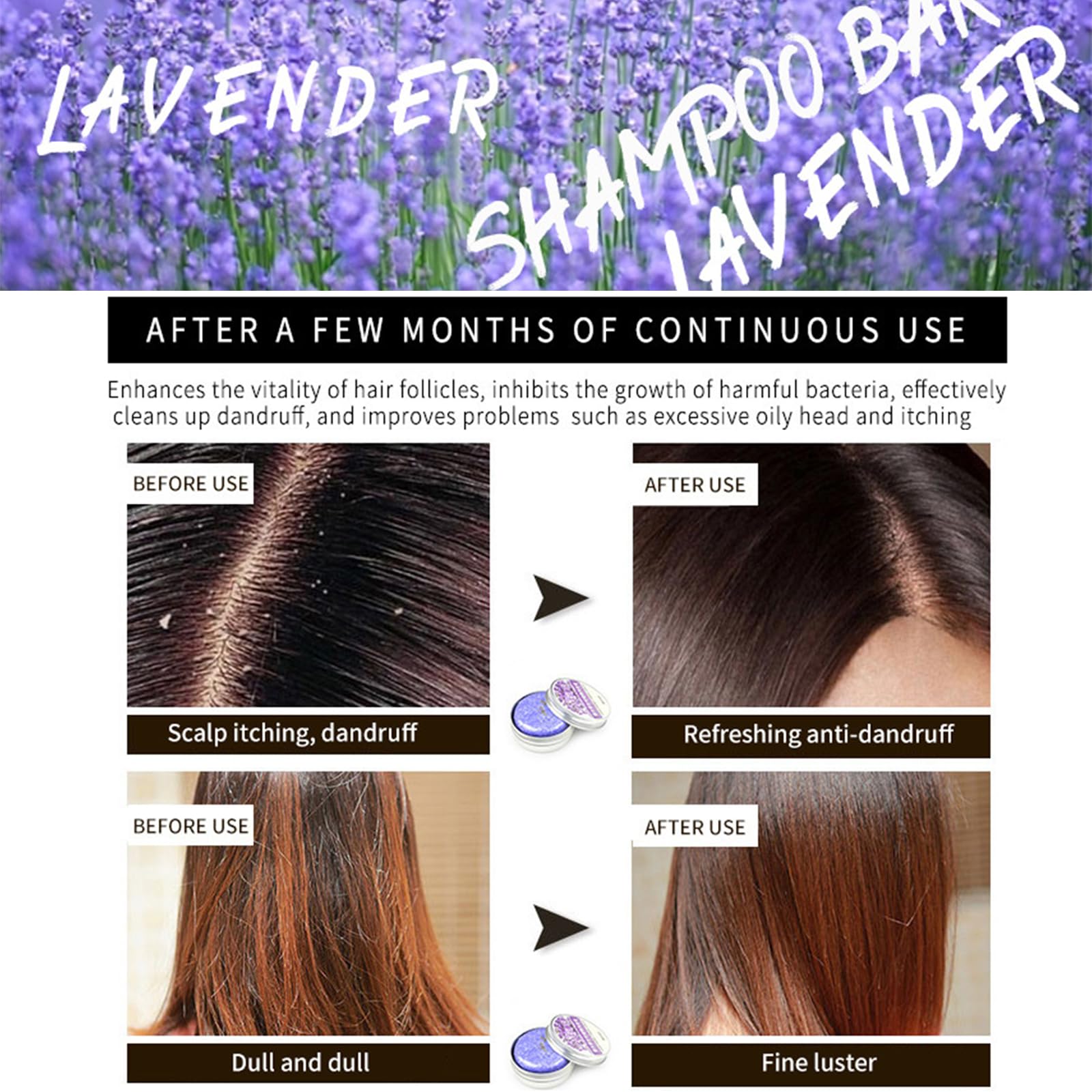 Loobexery 2PCS Shampoo Bar for Gray Hair, Lavender Shampoo Bar for Gray Hair, Natural Organics Shampoo and Conditioner Bar for Thinning Hair for Men & Women