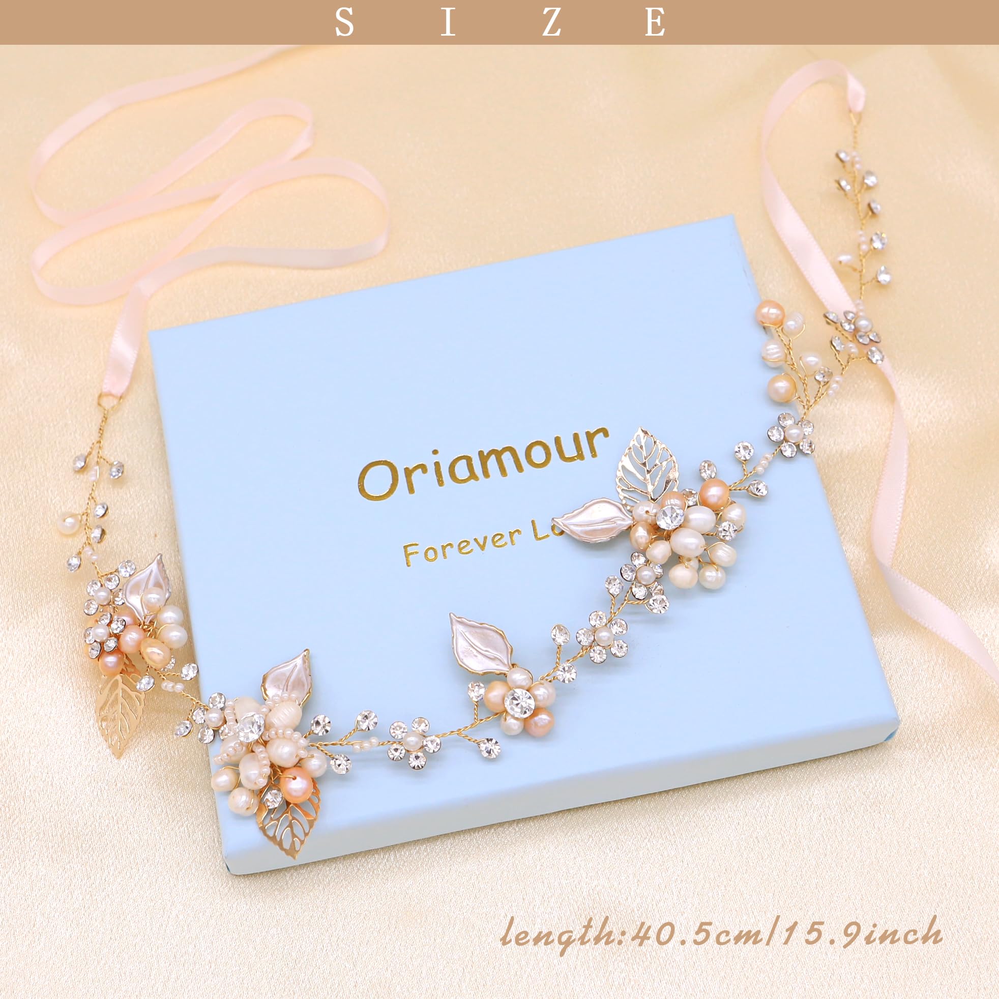 Ammei Bridal Crystal Headband with Freshwater Pearls Flower Design Wedding Hair Accessories