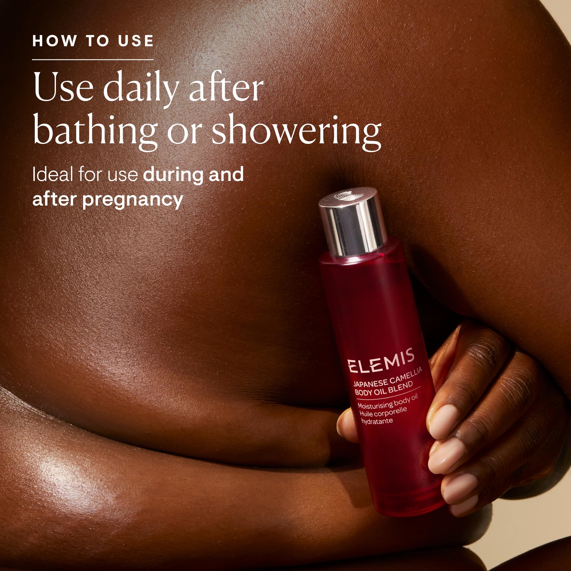 ELEMIS Japanese Camellia Body Oil Blend | Luxuriously Lightweight Body Oil Nourishes, Conditions, and Softens Pregnant and Postpartum Skin | 100 mL