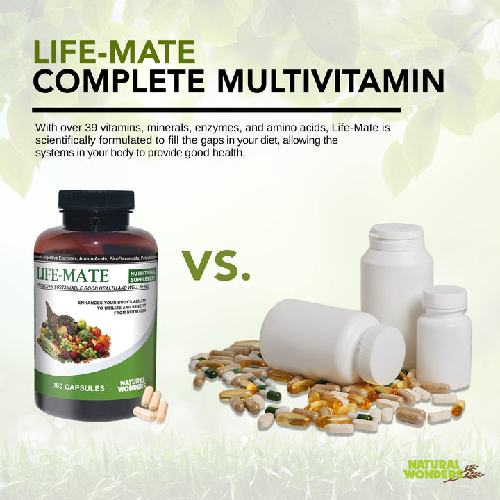 Natural Wonders Life Mate – Multivitamin Supplement | Prenatal Multi-Vitamins for Women with Nutritional and Immune Support | Energy Supplements for Men & Women (360 Capsules)