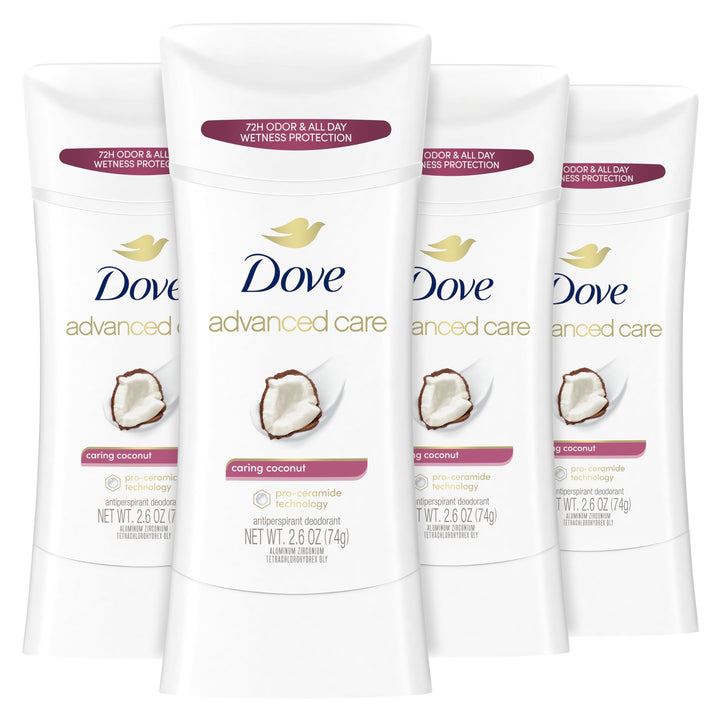 Dove Female 2.6 Oz, 4 Count , Cream Caring Coconut Advanced Care Antiperspirant, Caring Coconut 2.6 Oz, 4 Count, 4 Count
