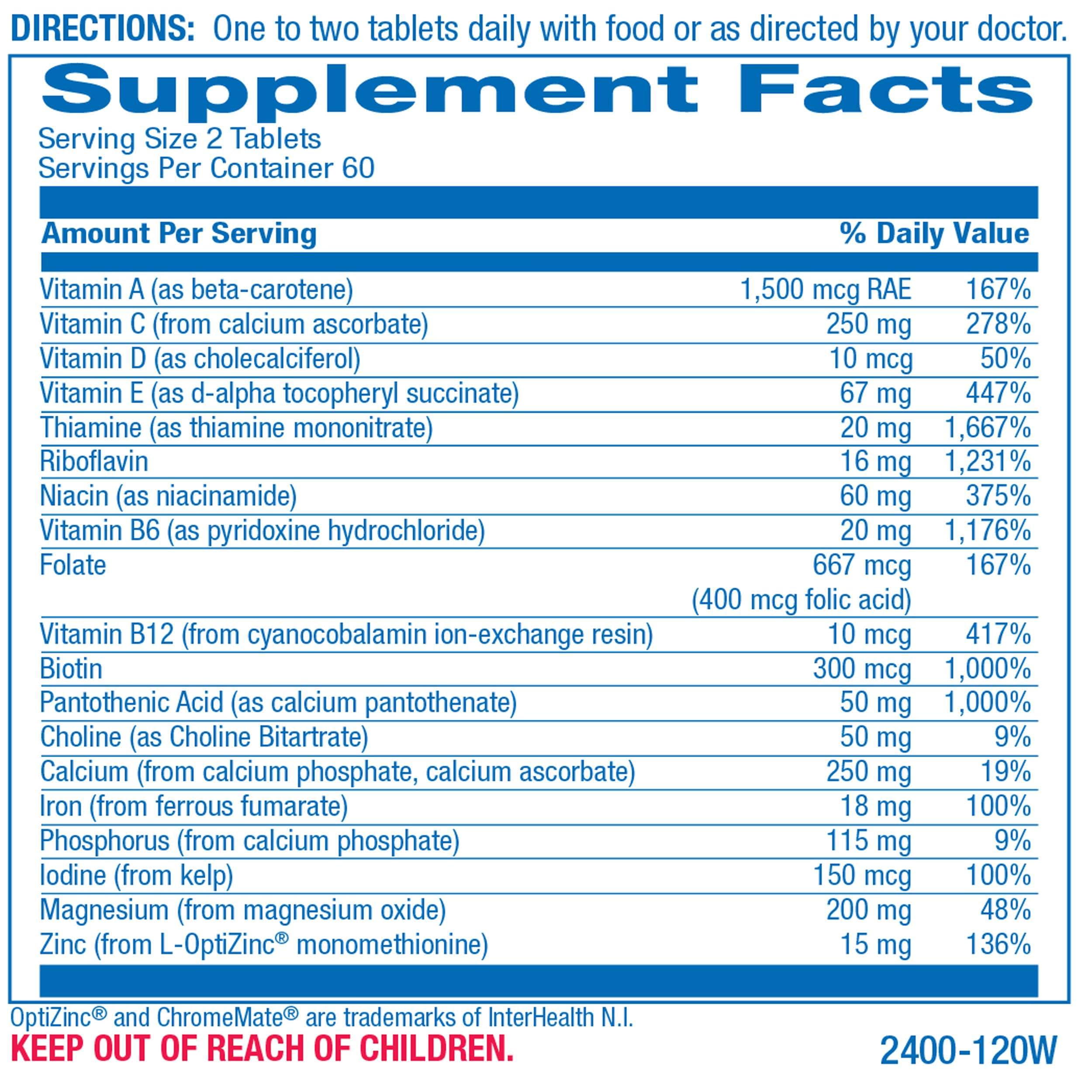 Anabolic Laboratories Daily Multivitamin for Men and Women - 120 AVED Daily Multi Vitamin and Minerals Supplement Tablets with Iron for Daily Health