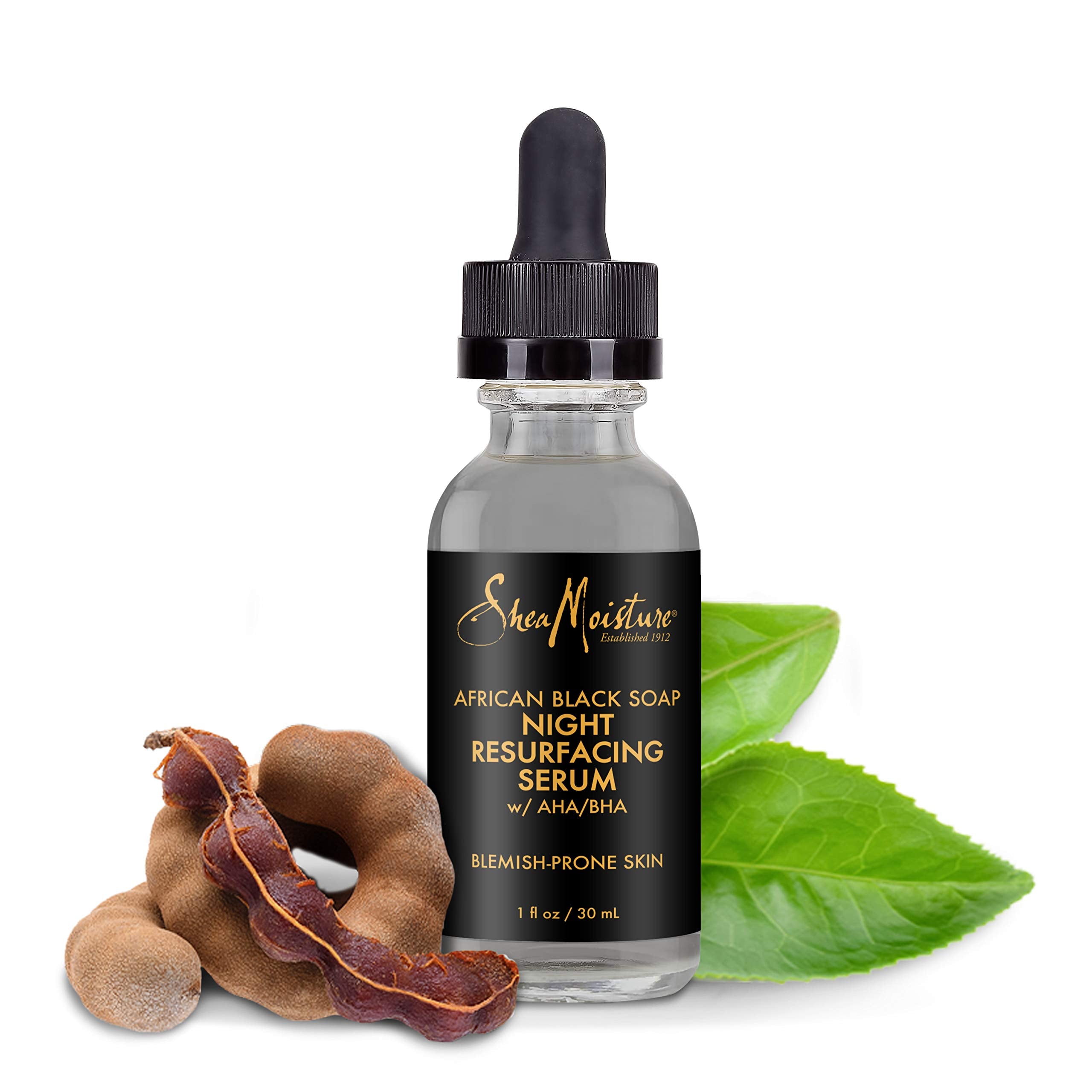 SheaMoisture Night Resurfacing Serum for Blemish Prone Skin African Black Soap With Shea Butter 1 oz