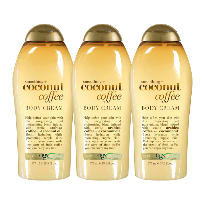 OGX Smoothing + Coconut Coffee Body Cream, 19.5 Ounce (pack of 3)