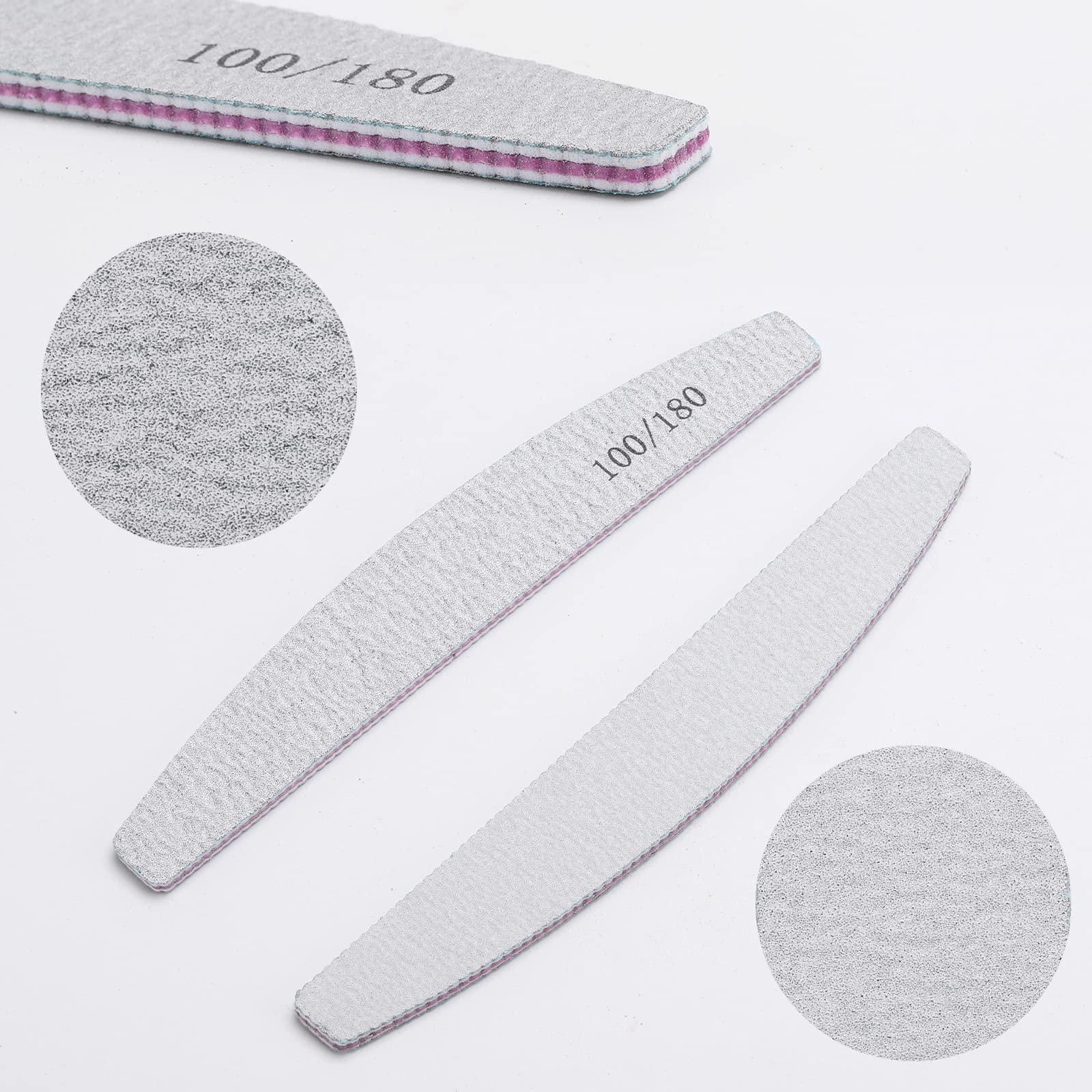 35 Count 100/180 Grit Nail Files and Buffers Kit, Reusable Sanding Buffing Blocks Sponge File Double Sides Emery Boards