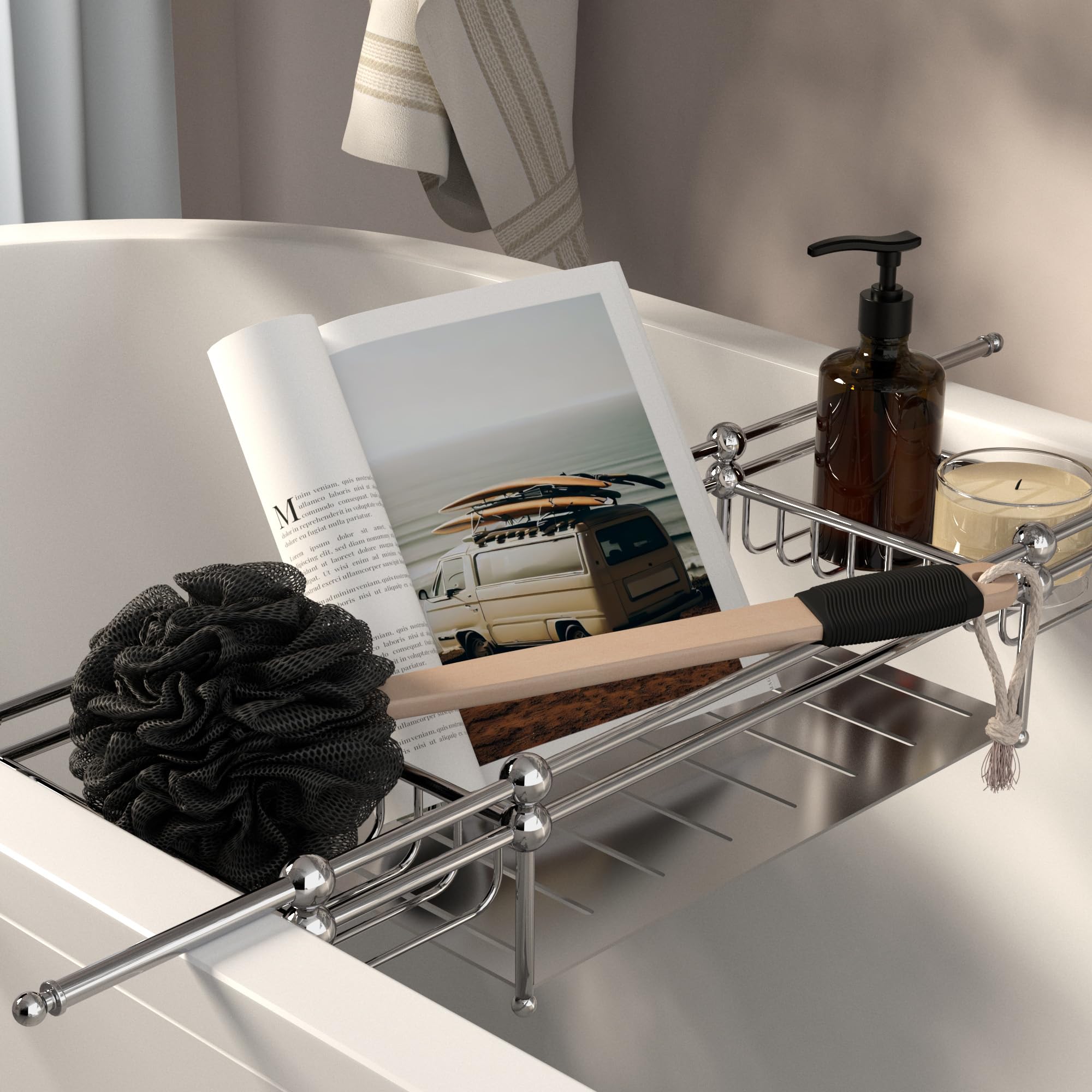 Amazon Basics Loofah Brush, Shower Brush with Handle