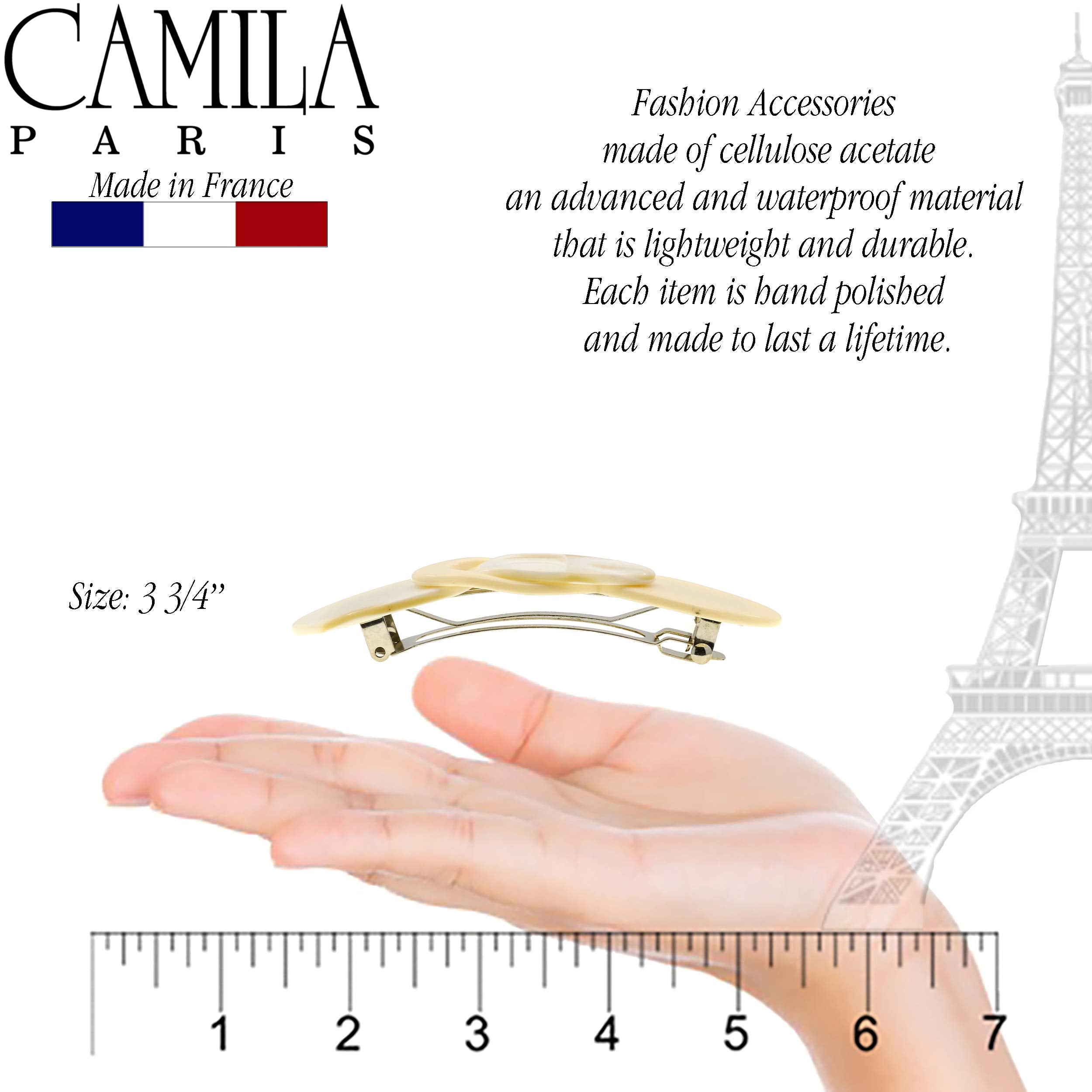 Camila Paris - CP2337, French Hair Accessories for Women, Barrette, INTERLOCK CREAM AND PEARL. Strong Hold/No Slip Grip and Durable Styling Girls Hair Ornaments. Made in France