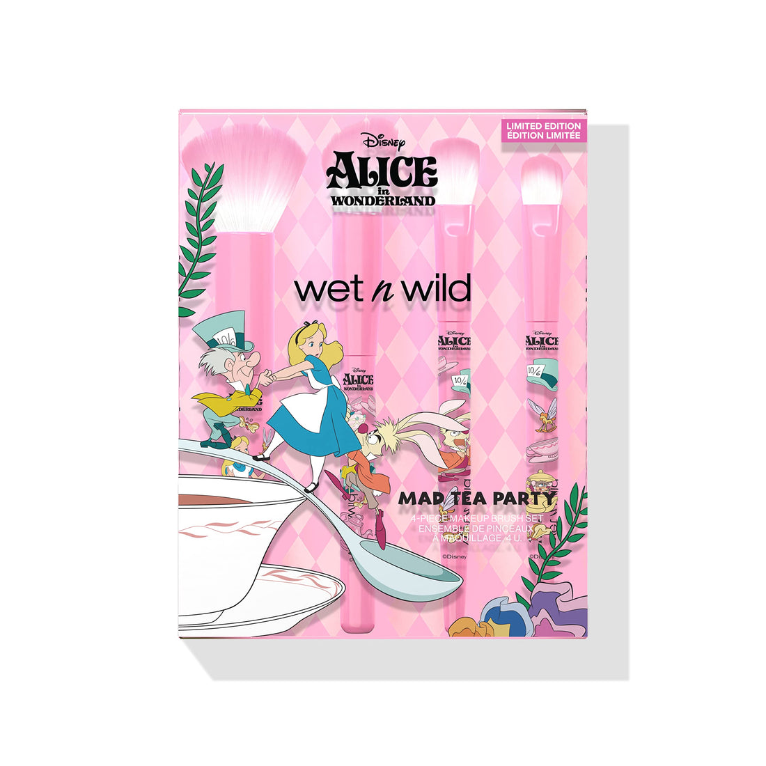 wet n wild Mad Tea Party 4-Piece Makeup Brush Set Alice In Wonderland Collection