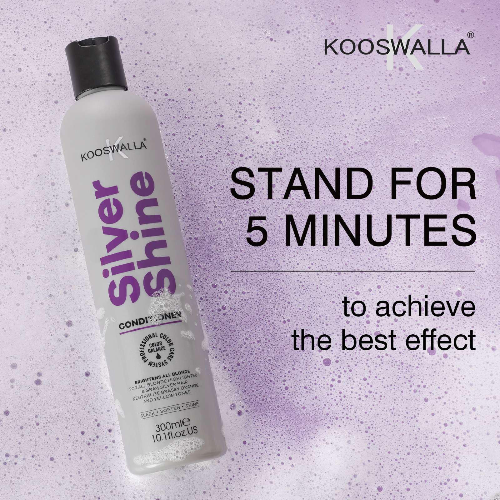 KooSwalla Purple Conditioner for Blonde & Silver Hair, Neutralizes Yellow Brass Tone, Moisturizing & Nourishing Formula, Sulfate-Free, Paraben-Free 10.1 fl.oz