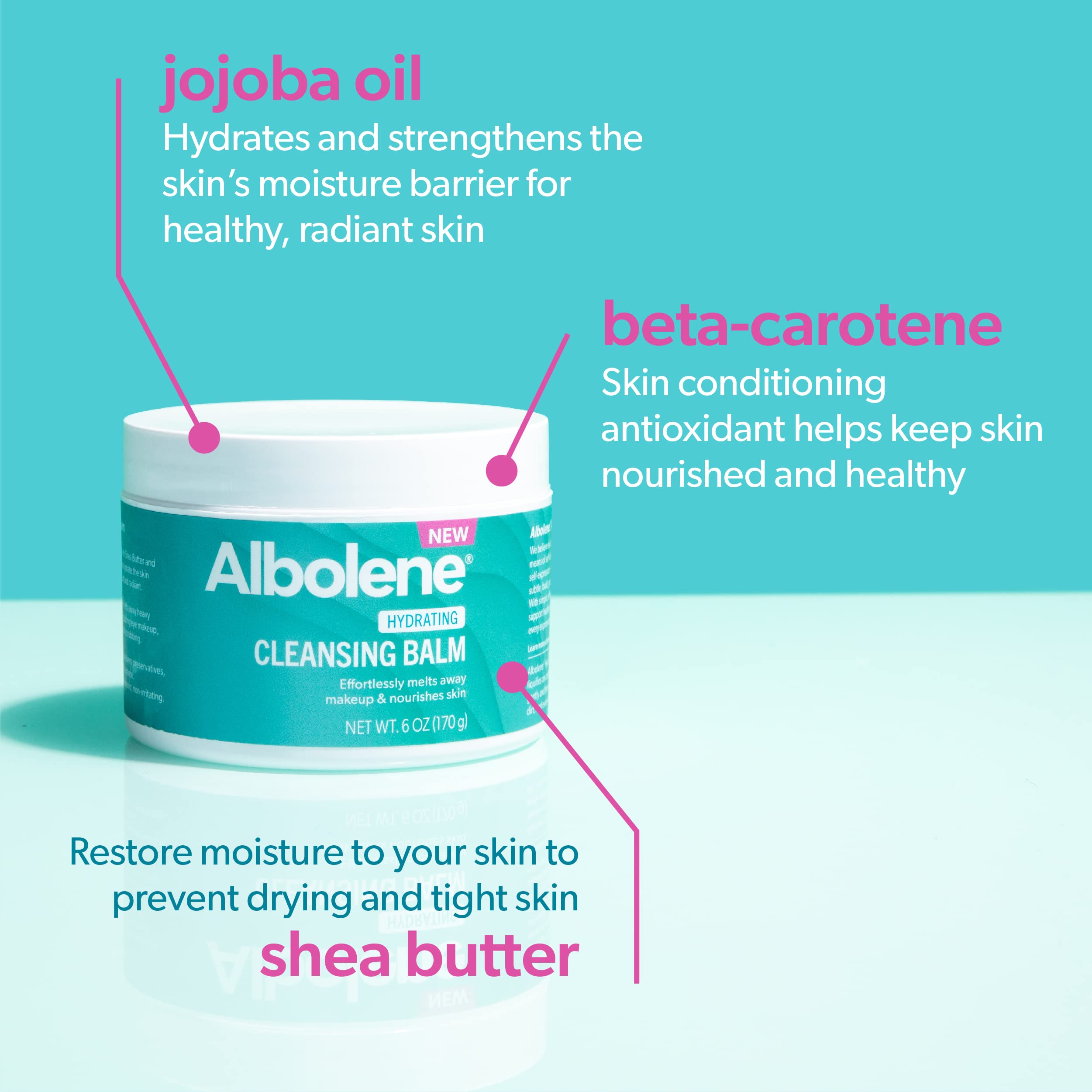 Albolene Cleansing Balm, Hydrating Makeup Remover and Face Wash with Shea Butter and Jojoba Oil, 6 fl oz, Packaging May Vary