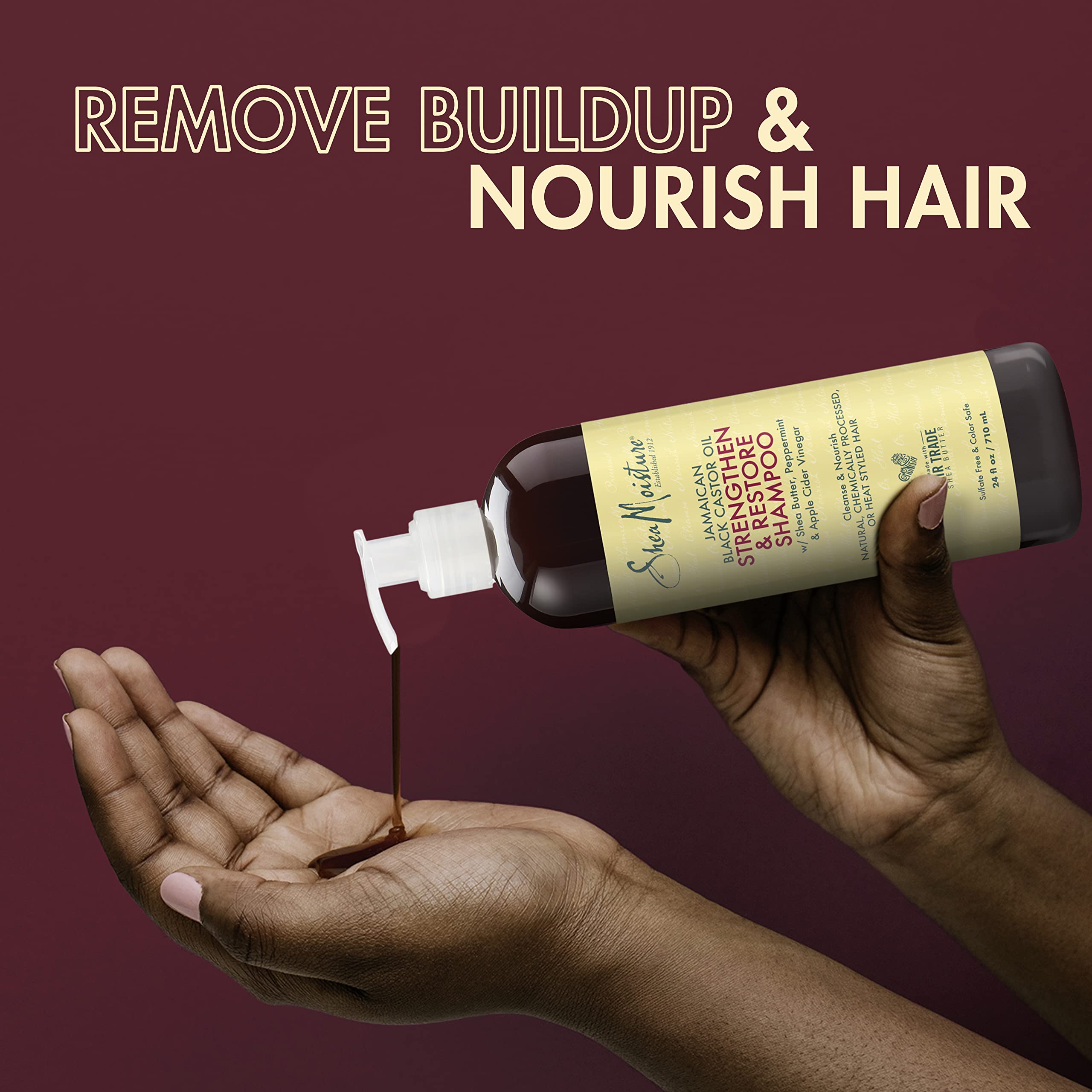 SheaMoisture Shampoo and Conditioner Set for Curly Hair, Strengthen and Restore, 24 Fl Oz each + Leave In, 20 Oz, Jamaican Black Castor Oil, Apple Cider Vinegar, Organic Shea Butter