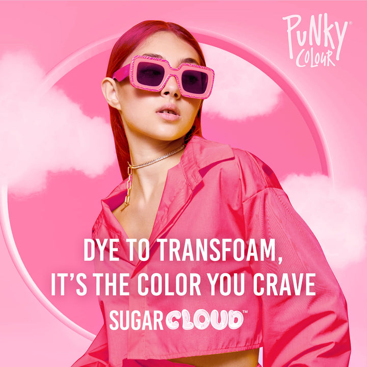 Punky Sugar Cloud Semi-Permanent Foam Hair Color, CandyFloss - Vibrant Hair Dye for Long-Lasting Color, Easy Application Foam Hair Dye, 6 fl oz.