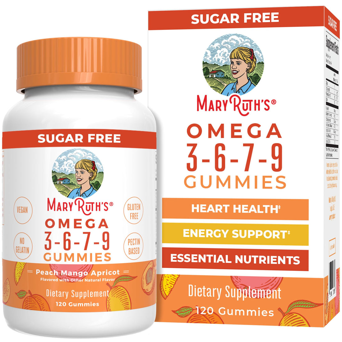 MaryRuth Organics Vegan Omega 3 6 7 9 Gummies | Up to 4 Month Supply | Omega 3 Supplement with Flaxseed Oil | Omega 3 Gummies | No Fish Taste | Non-GMO | 120 Count