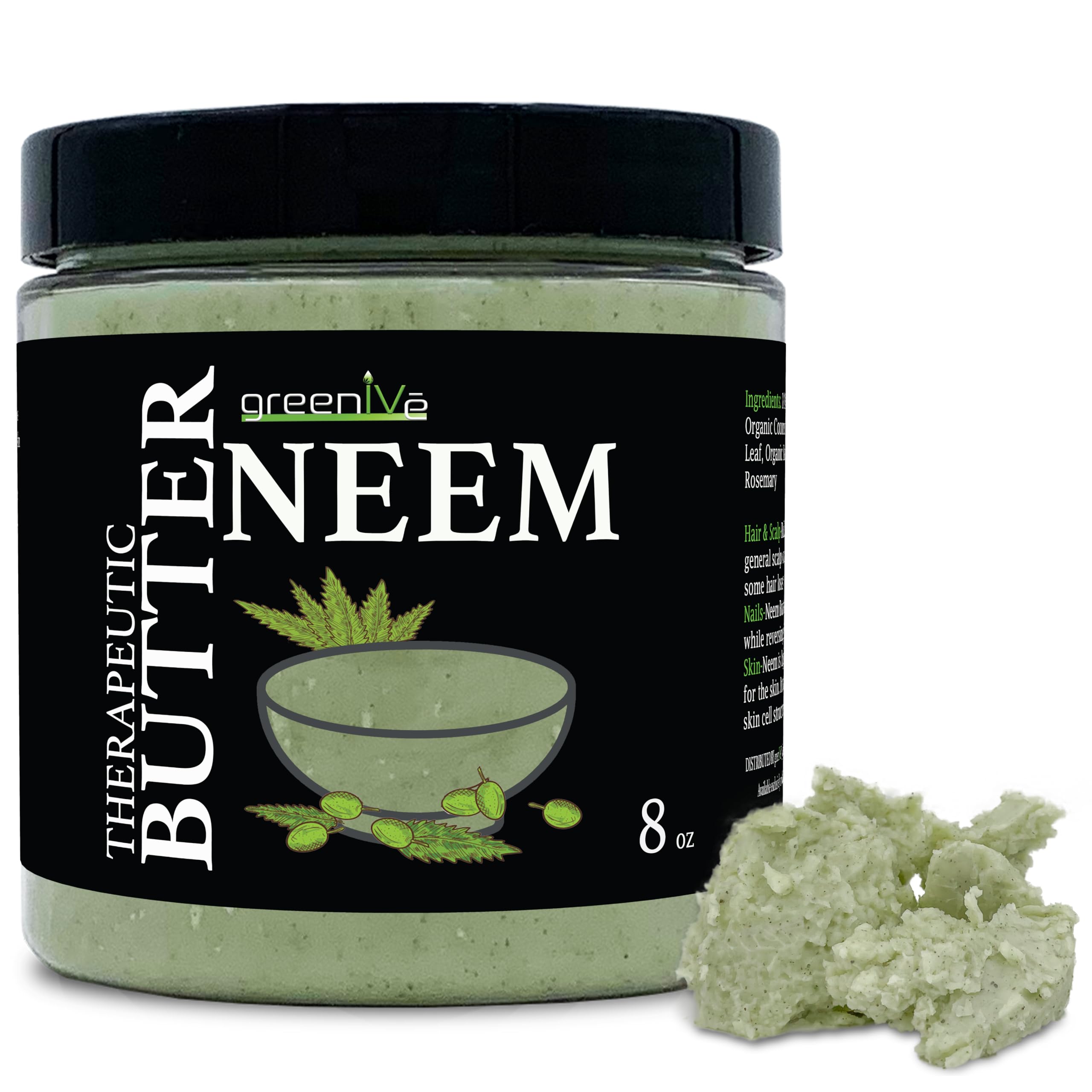 GreenIVe - Neem Butter - Body Butter - All Natural - Soothing - Moisturizing - Exclusively on Amazon (8 Ounce)