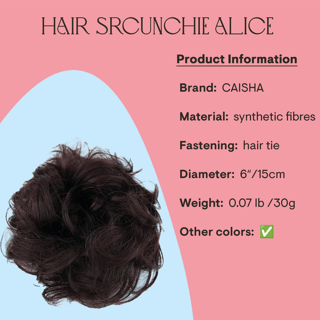 claret red mix 1/35 : PRETTYSHOP Scrunchie Scrunchy Bun Up Do Hair piece Hair Ribbon Ponytail Extensions Wavy Curly or Messy claret red mix 1/35