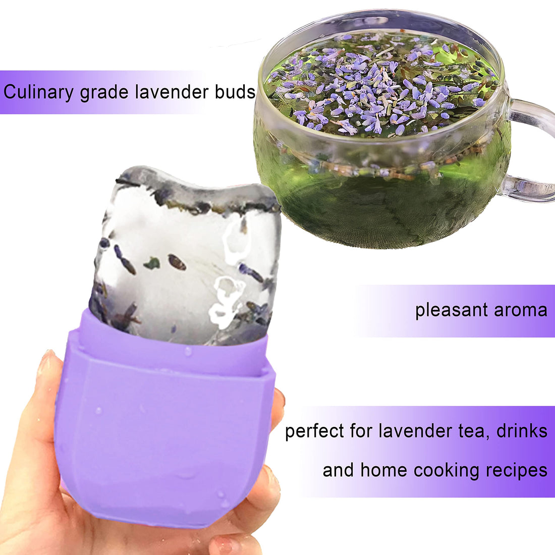 Silicone Face Roller Ice Mold Ice Roller Cryo Cube Ice Mold Beauty Skin Care Kit with Lavender Dried Flowers Cotton Pad for Face Eye Neck Ice Compress Remove Fine Lines Shrink Pores Reduce
