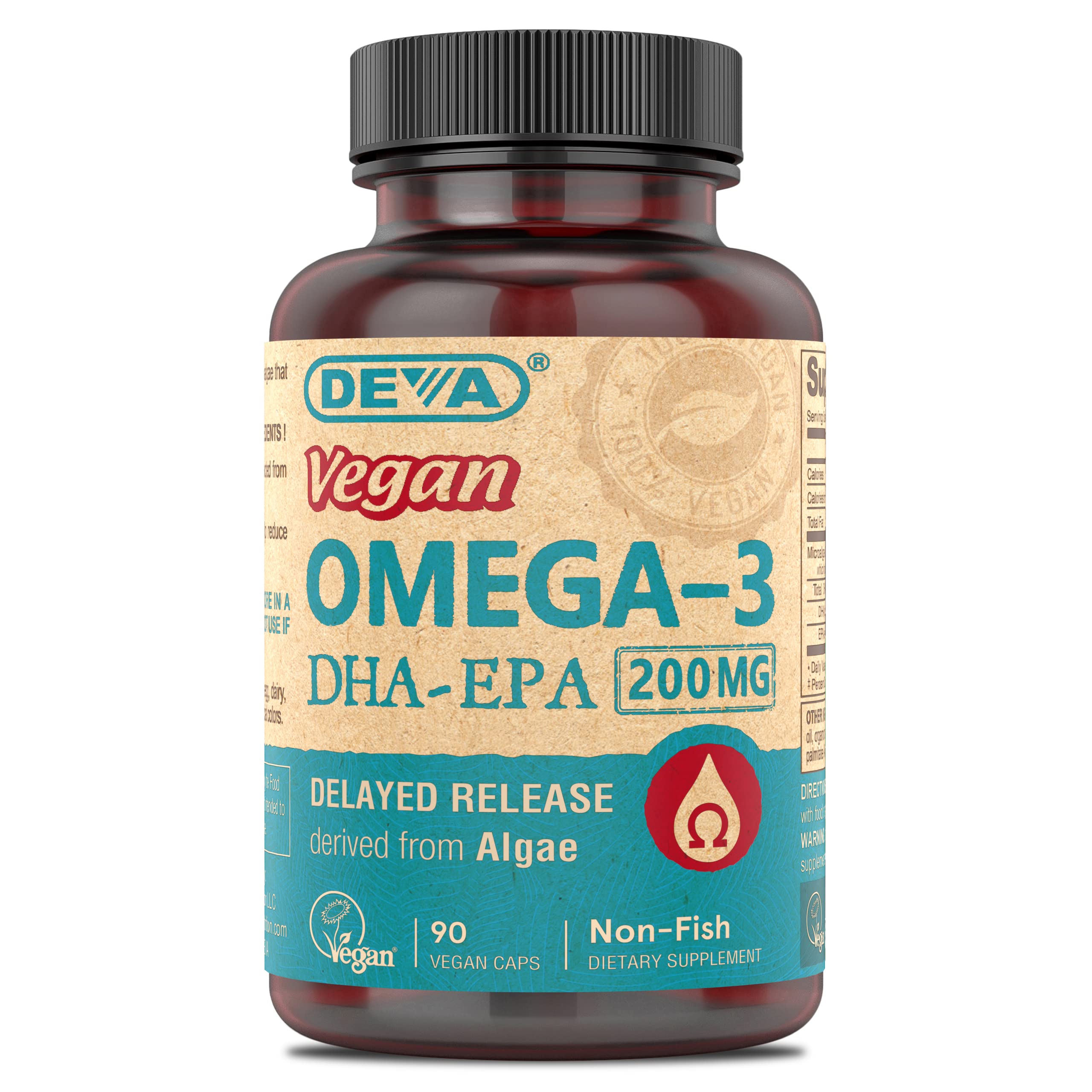 Deva, Vegan, Omega-3, DHA-EPA, 200 mg, 90 Vegan Caps