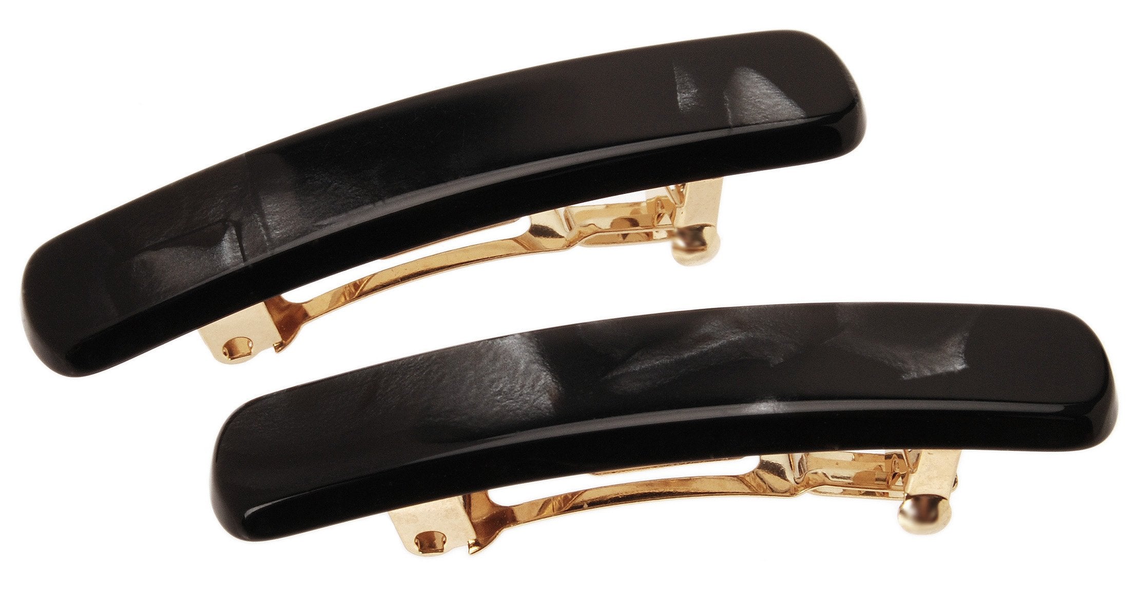 Nacro Black : France Luxe Mini Rectangle Barrette Pair - Nacro Black