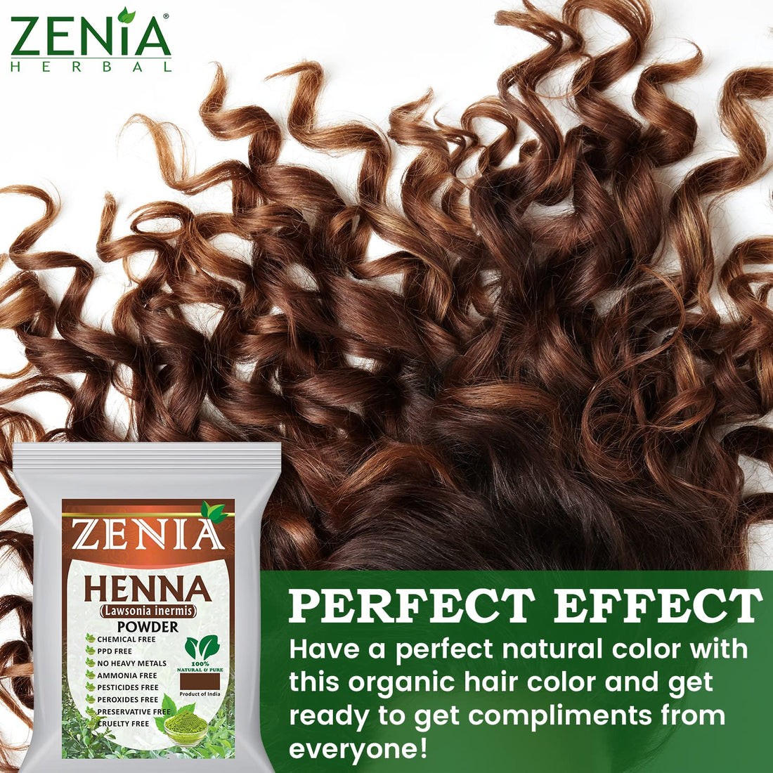 Zenia 100% Pure & Natural Henna Powder (Lawsonia Inermis) | 454 grams (1 lb) | Orange-Red Hair Color | Triple Sifted | Fresh from Rajasthan | No Chemicals, No Additives