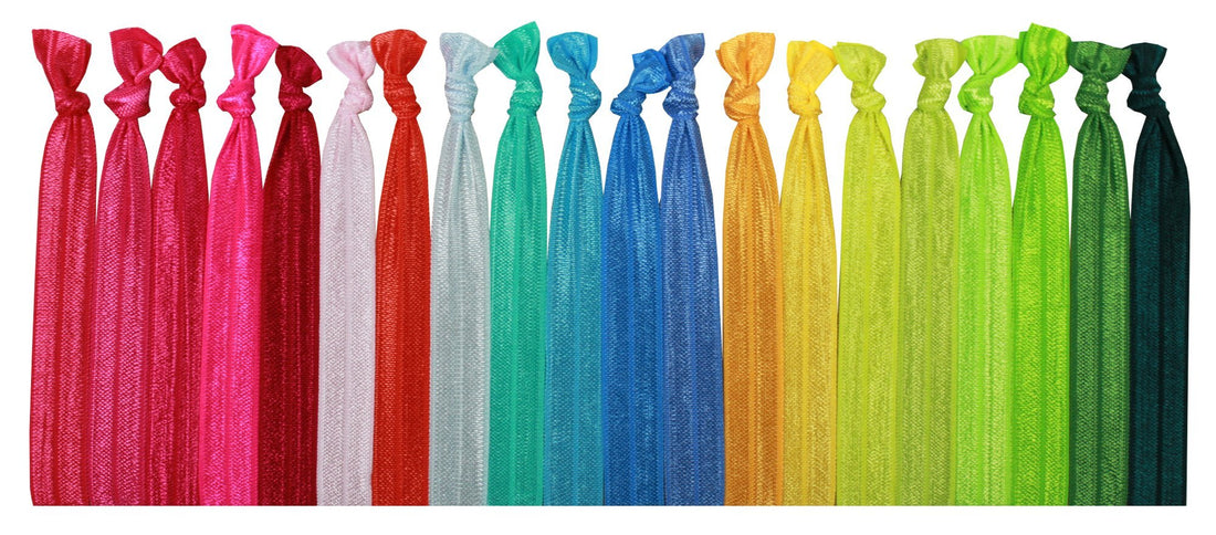 Syleia Hair Ties, Wild Flowers, Elastic Ponytail Holders, No Crease Hand Knotted Fold Over, Pack Of 100